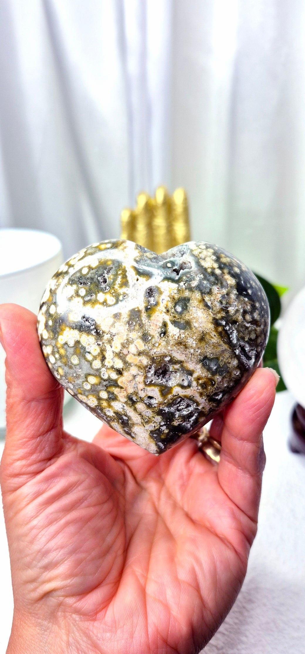 Ocean Jasper Heart Carving #B