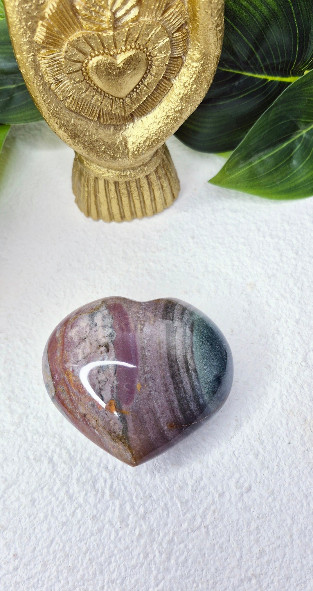 Ocean Jasper Heart Carving #F