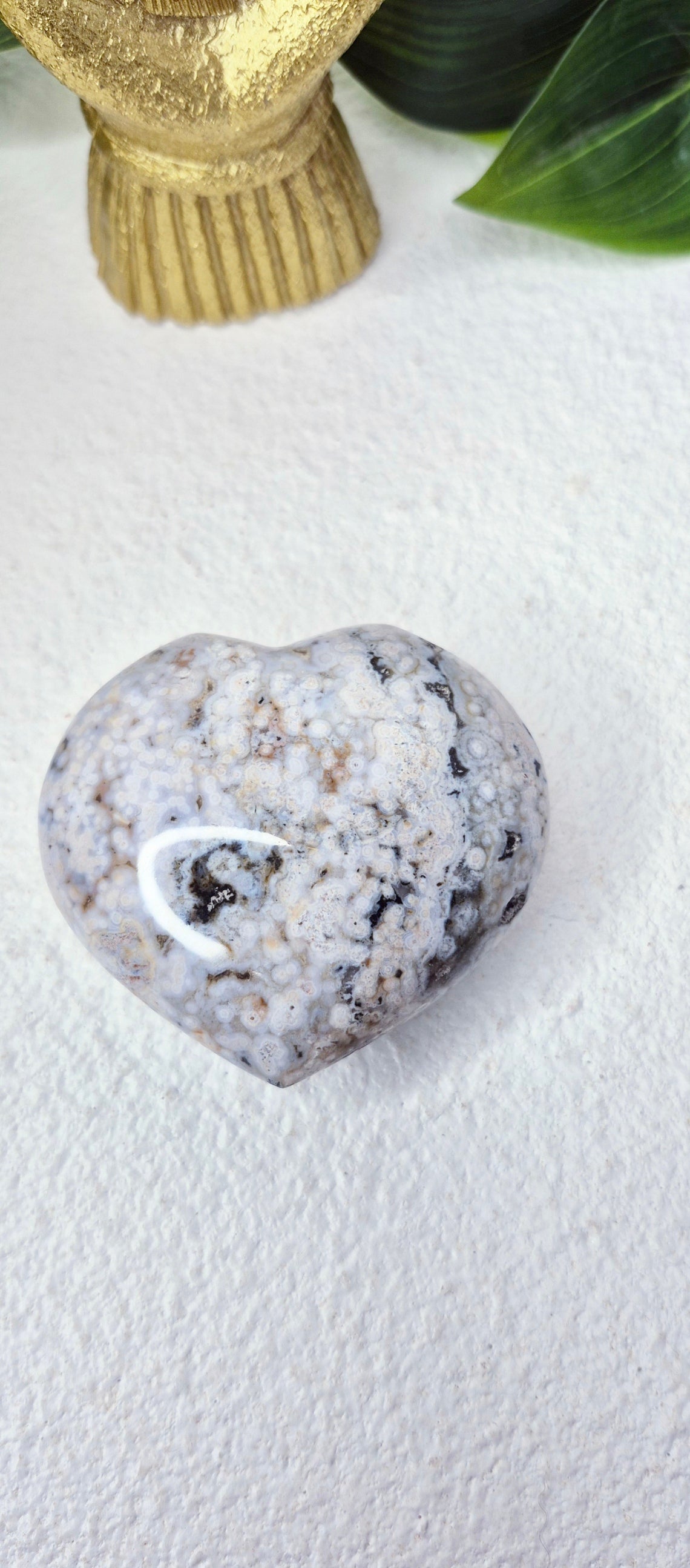 Ocean Jasper Heart Carving #C
