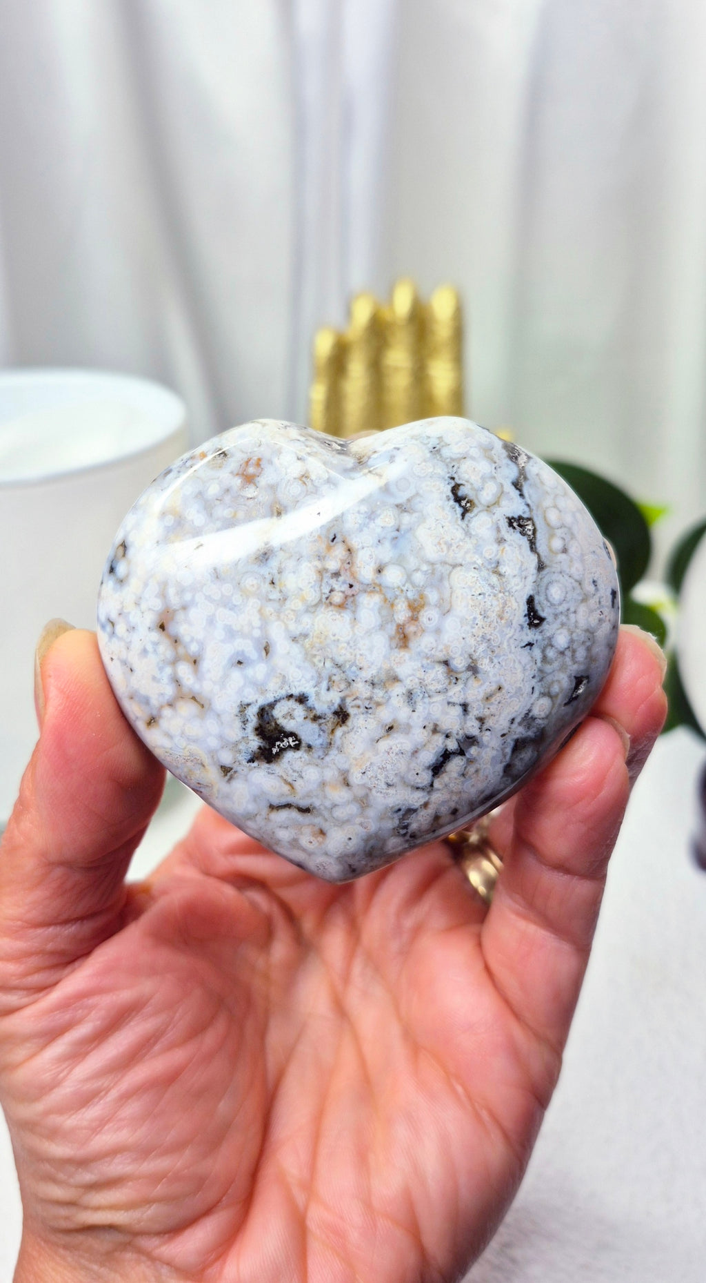 Ocean Jasper Heart Carving #C