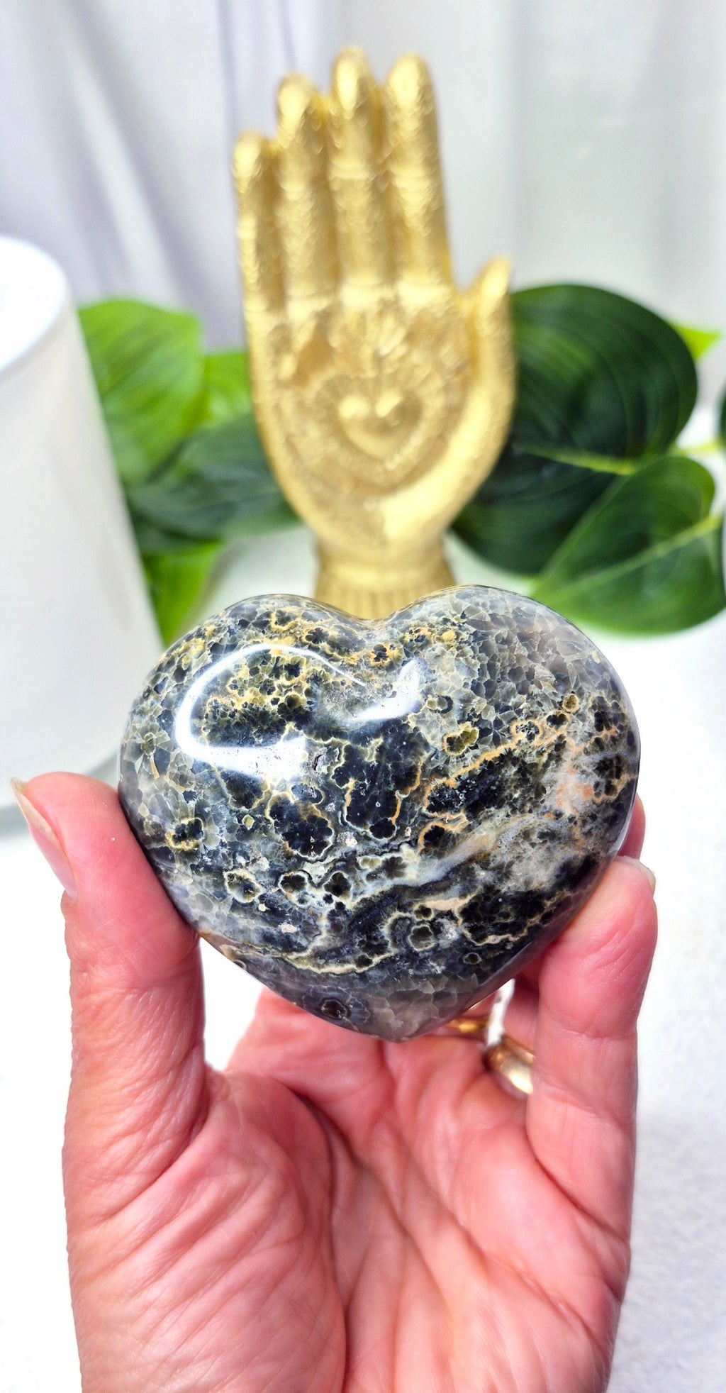Ocean Jasper Heart Carving #E