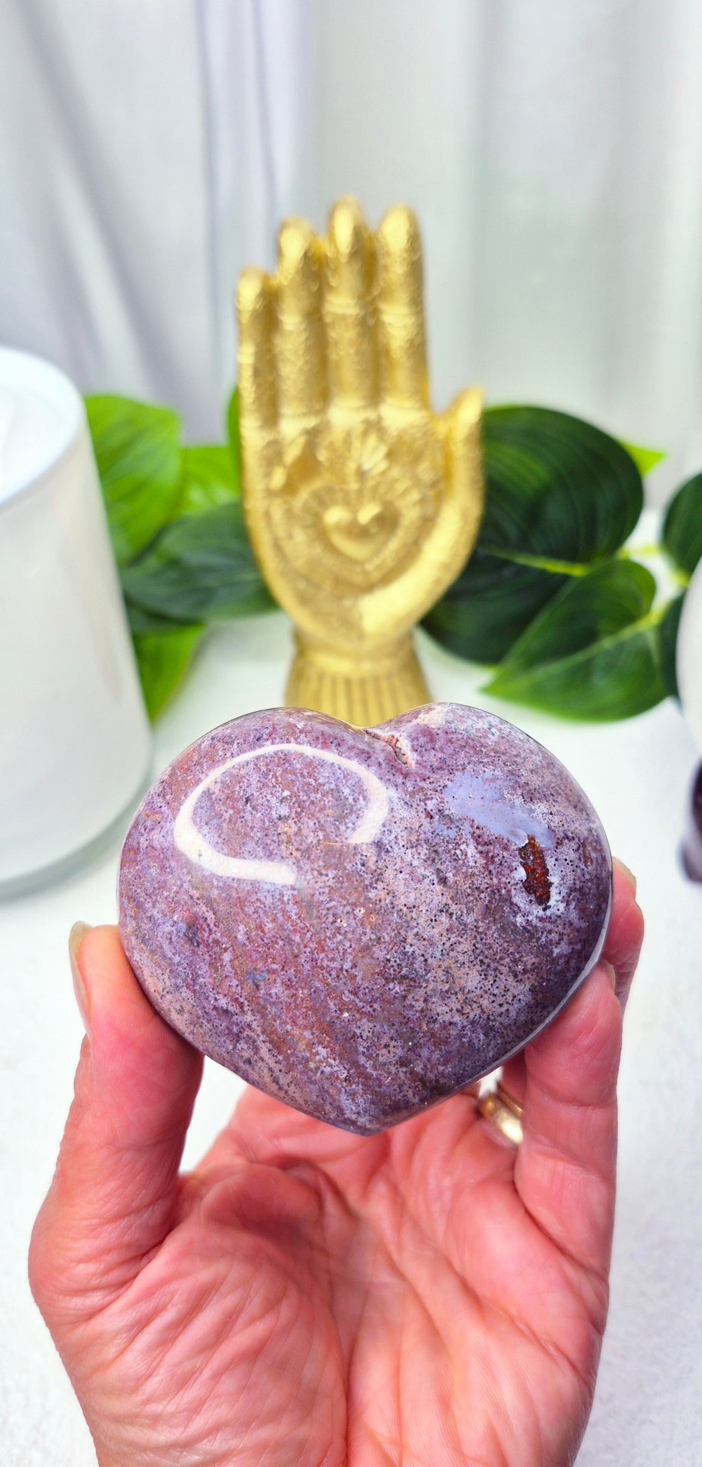 Ocean Jasper Heart Carving #D