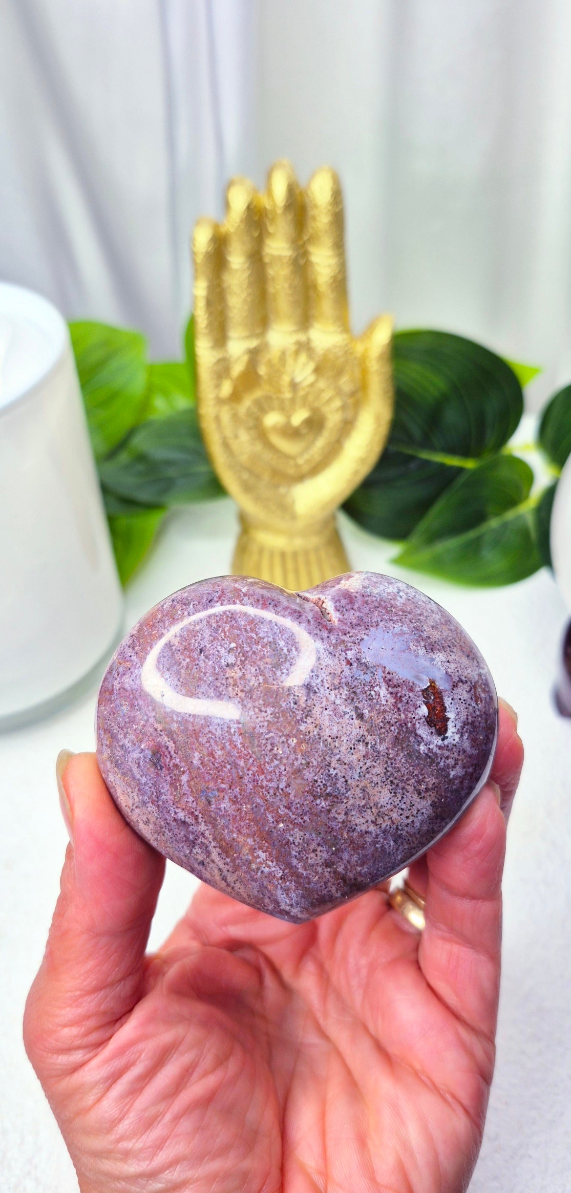 Ocean Jasper Heart Carving #D