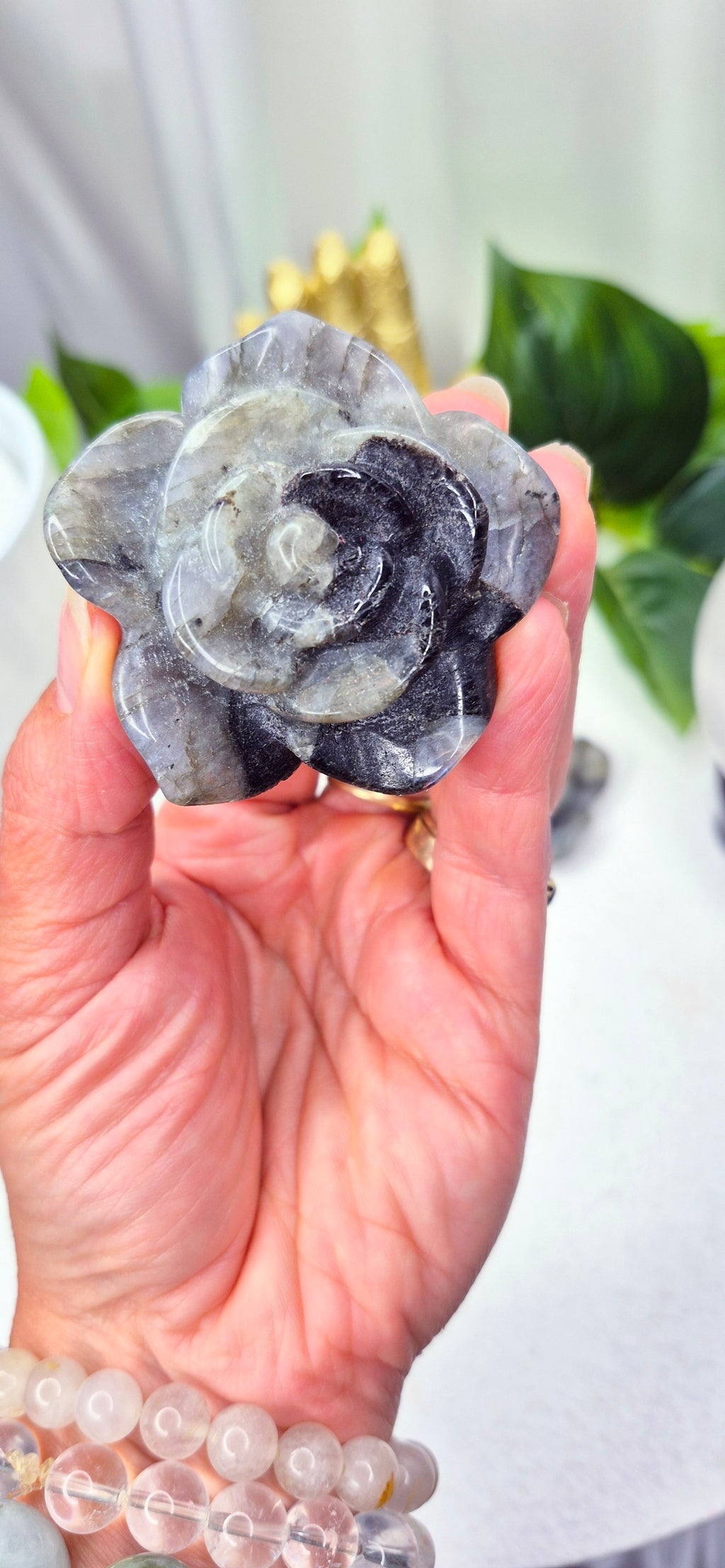 Labrodorite Rose Carving