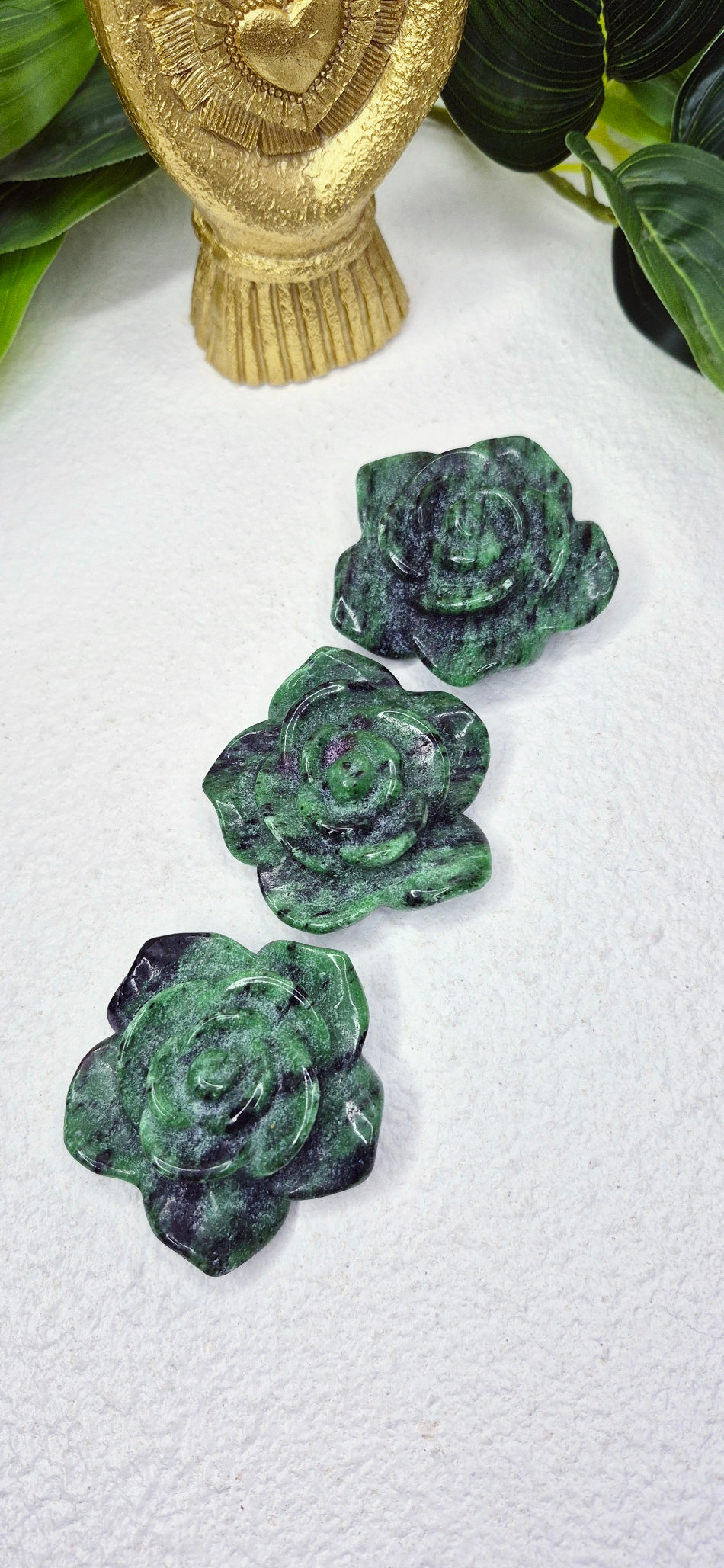 Ruby Zoisite Rose Carving