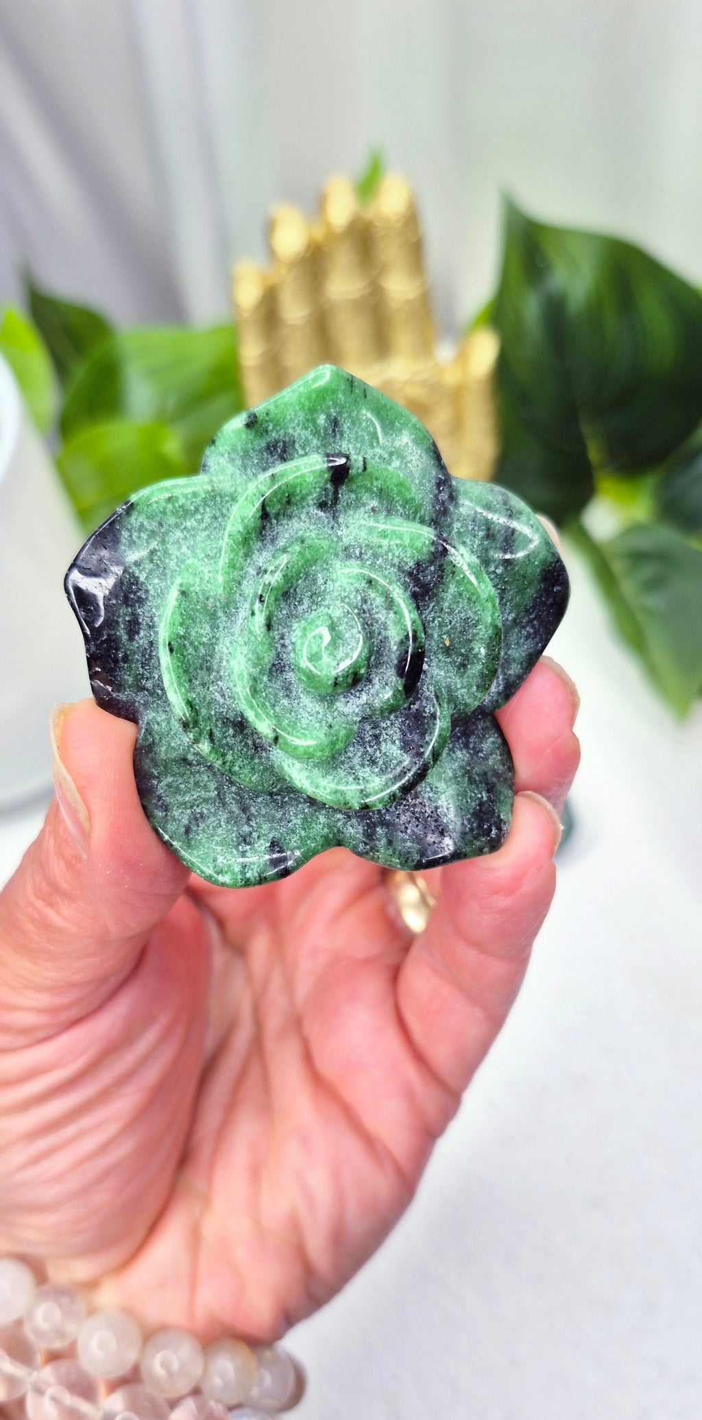 Ruby Zoisite Rose Carving