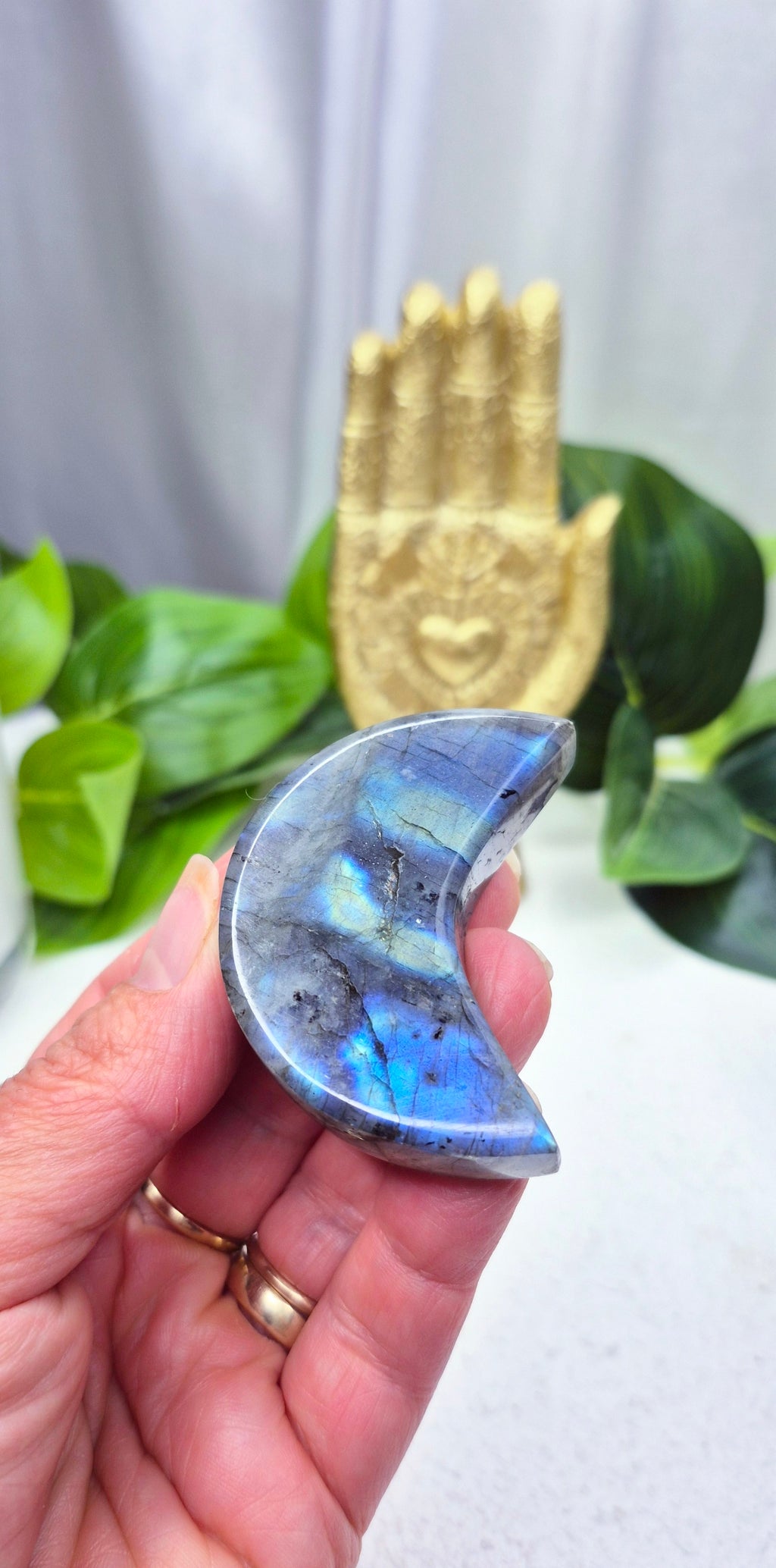 Labradorite Moon Carving