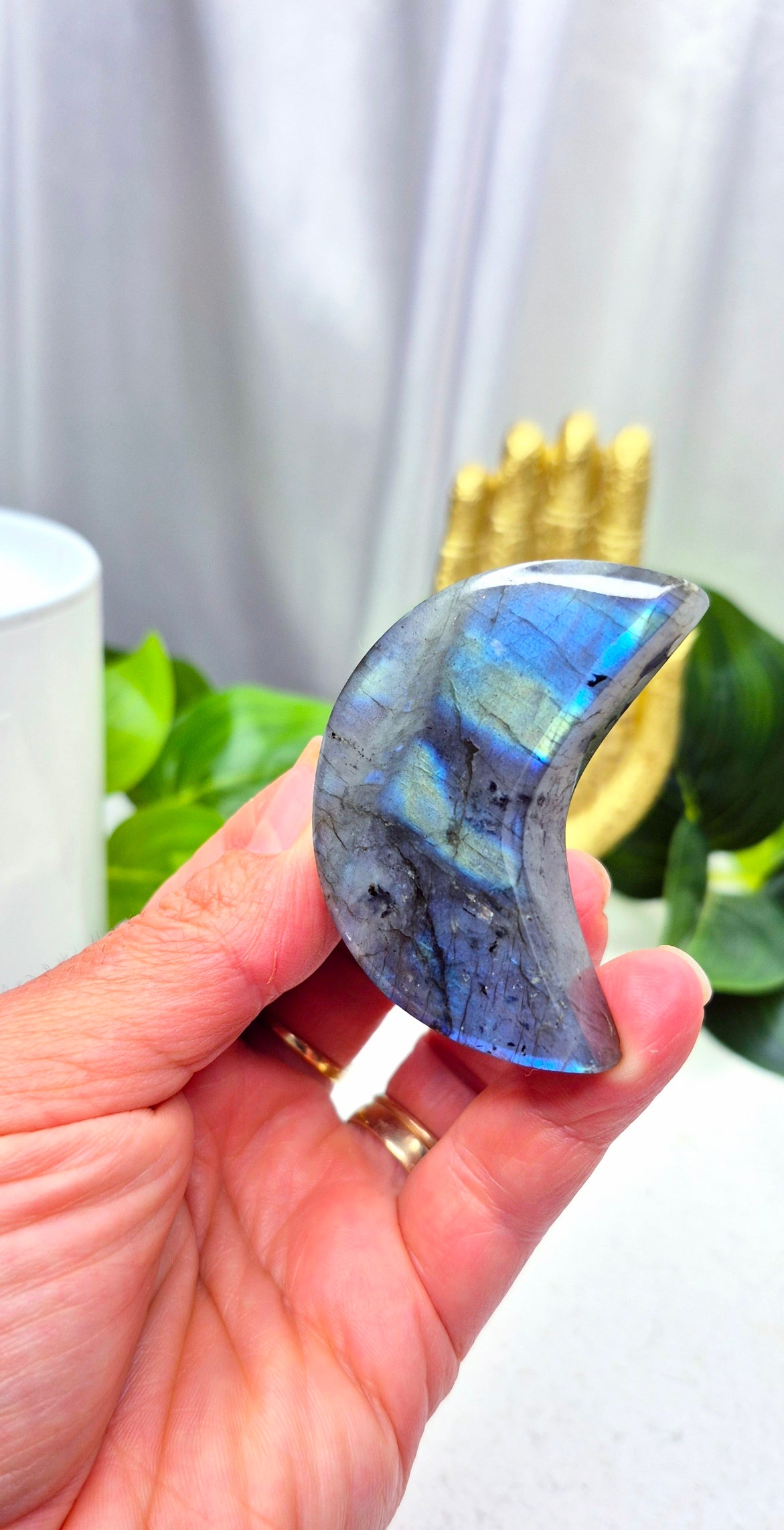 Labradorite Moon Carving