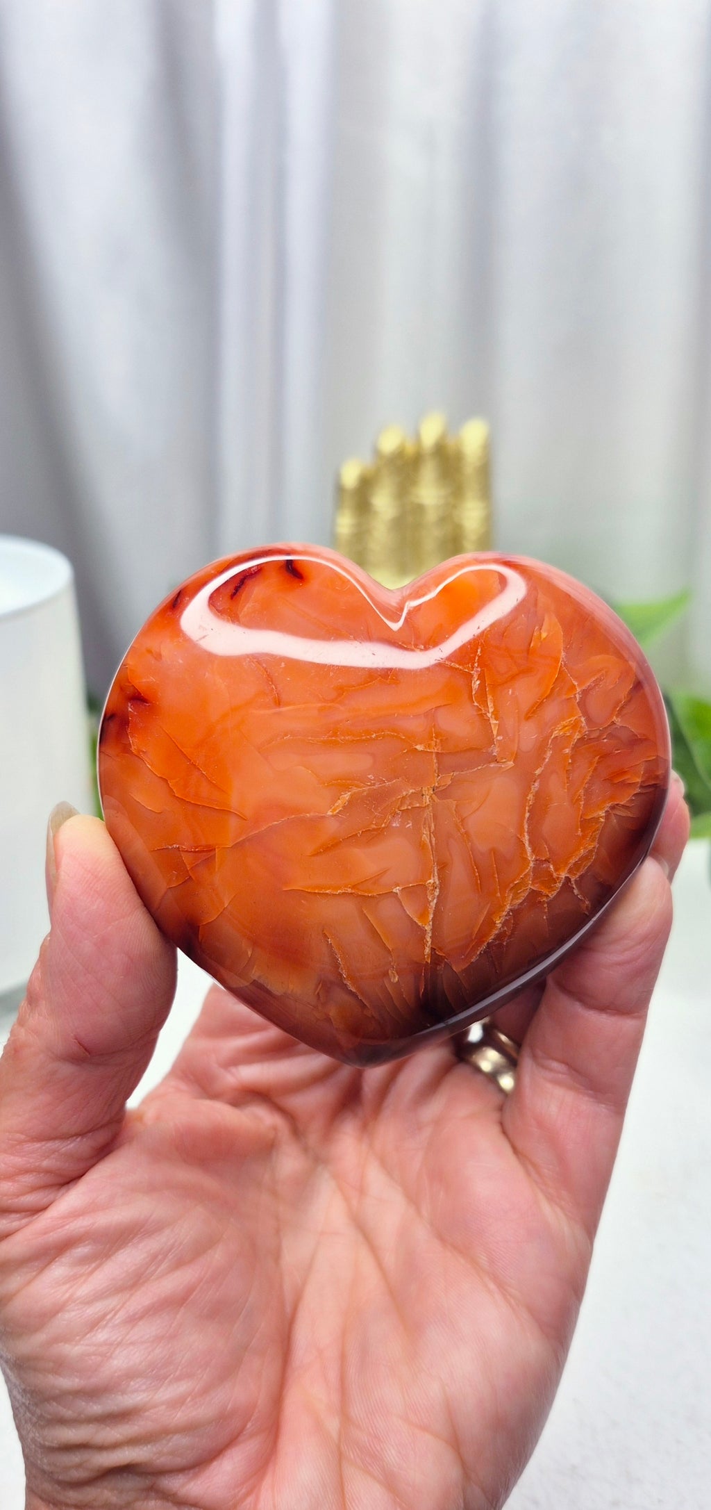 Carnelian Heart with Natural druzy Centre
