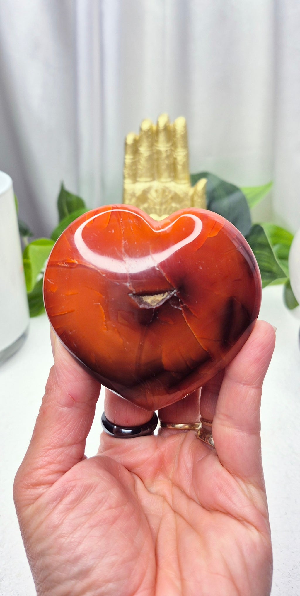 Carnelian Heart with Natural druzy Centre