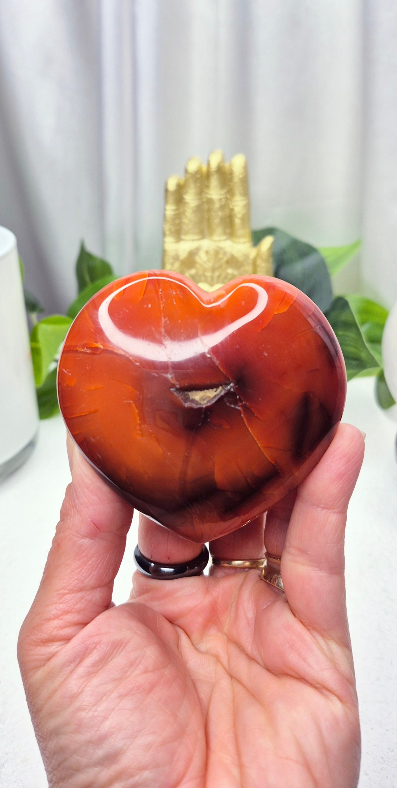 Carnelian Heart with Natural druzy Centre
