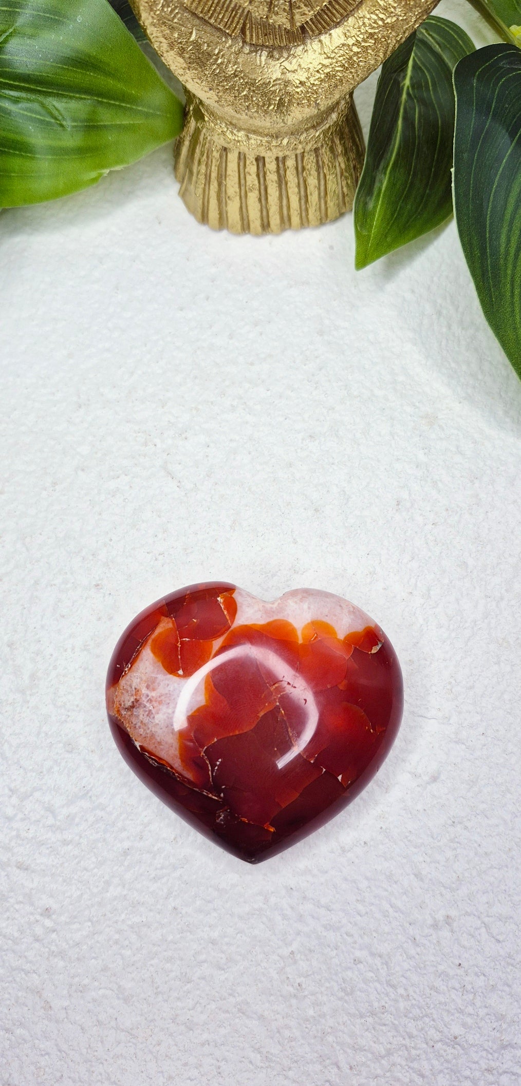 Carnelian Heart Carving with Natural Druzy Cave Inclusion
