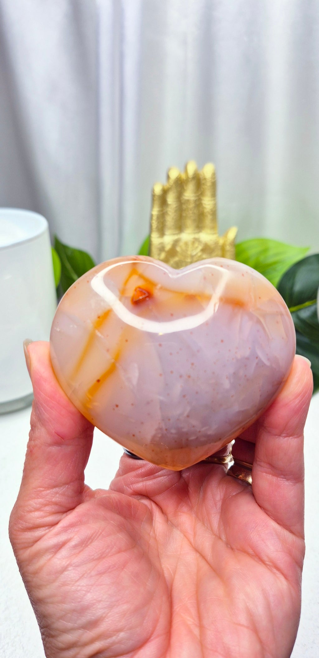 Carnelian Heart Carving with Natural Druzy Inclusion #B