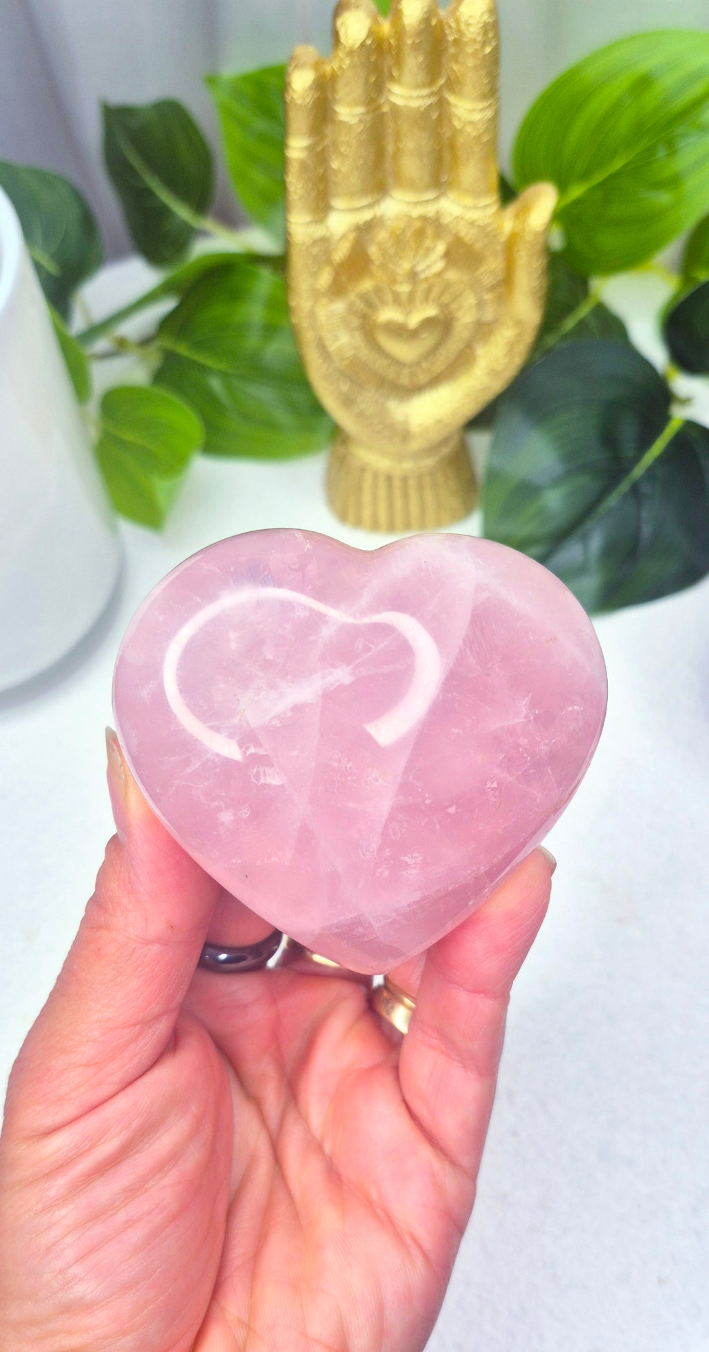 Rose Quartz Heart Carving #C