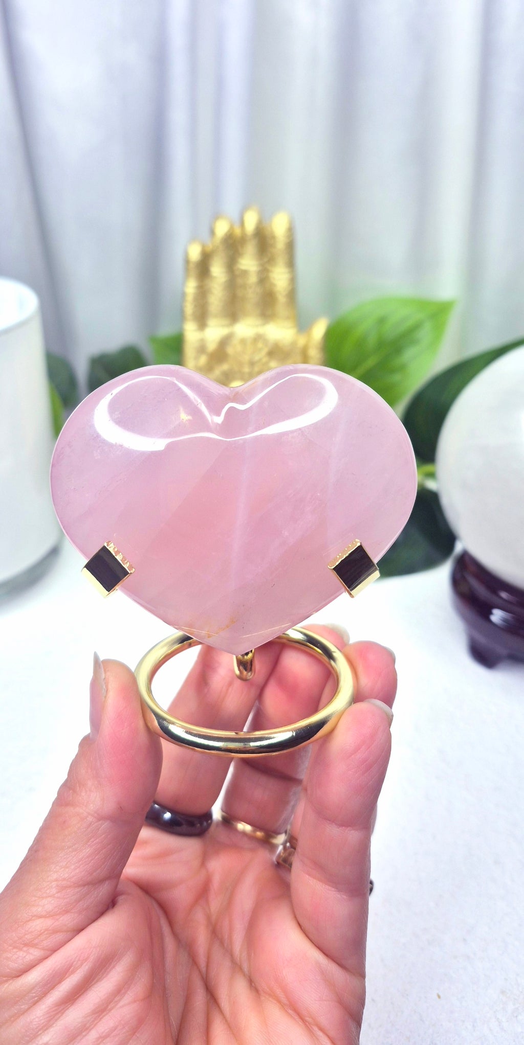 Rose Quartz carving On Stand