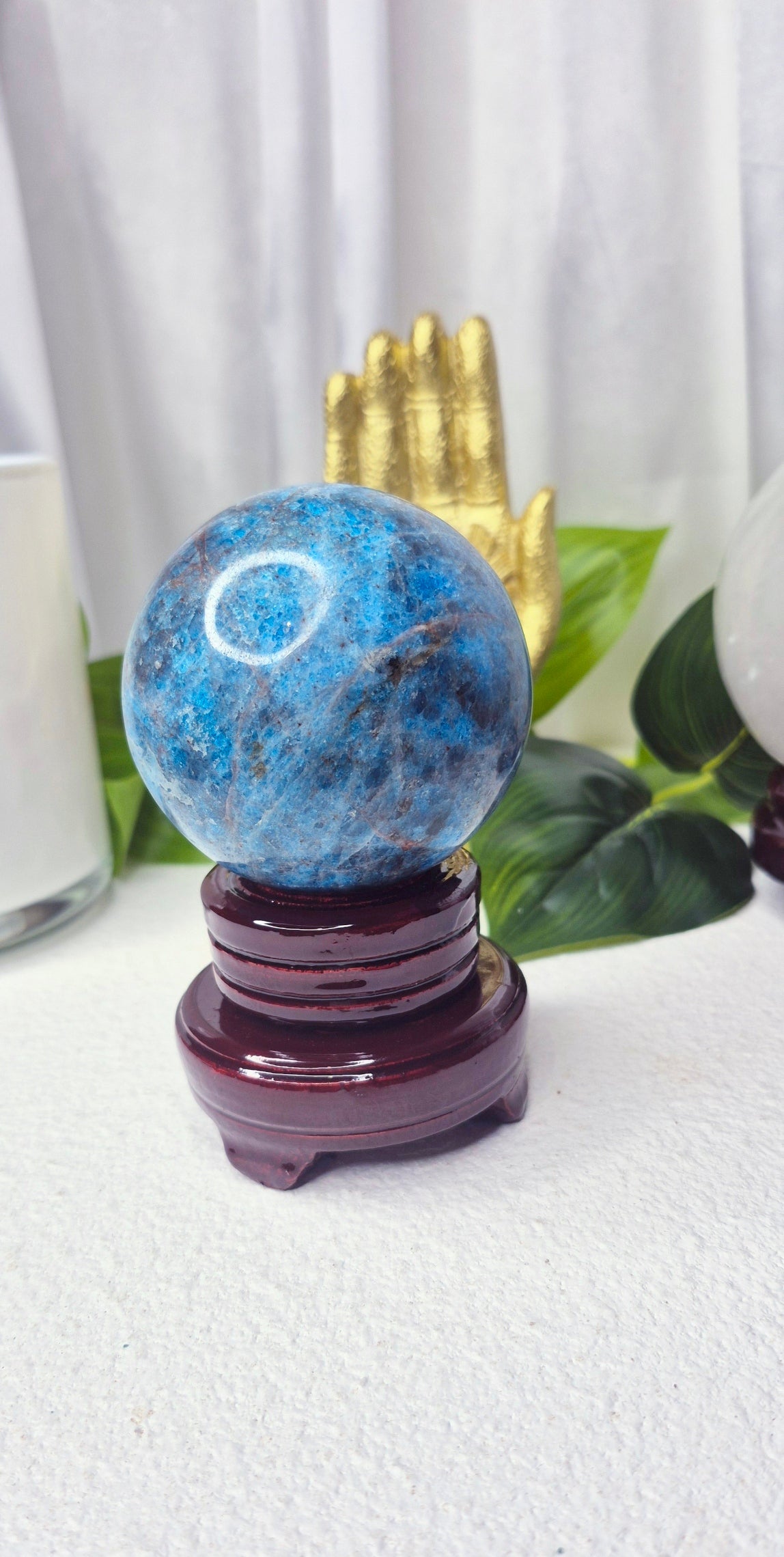Blue Apatite Sphere on Stand #A