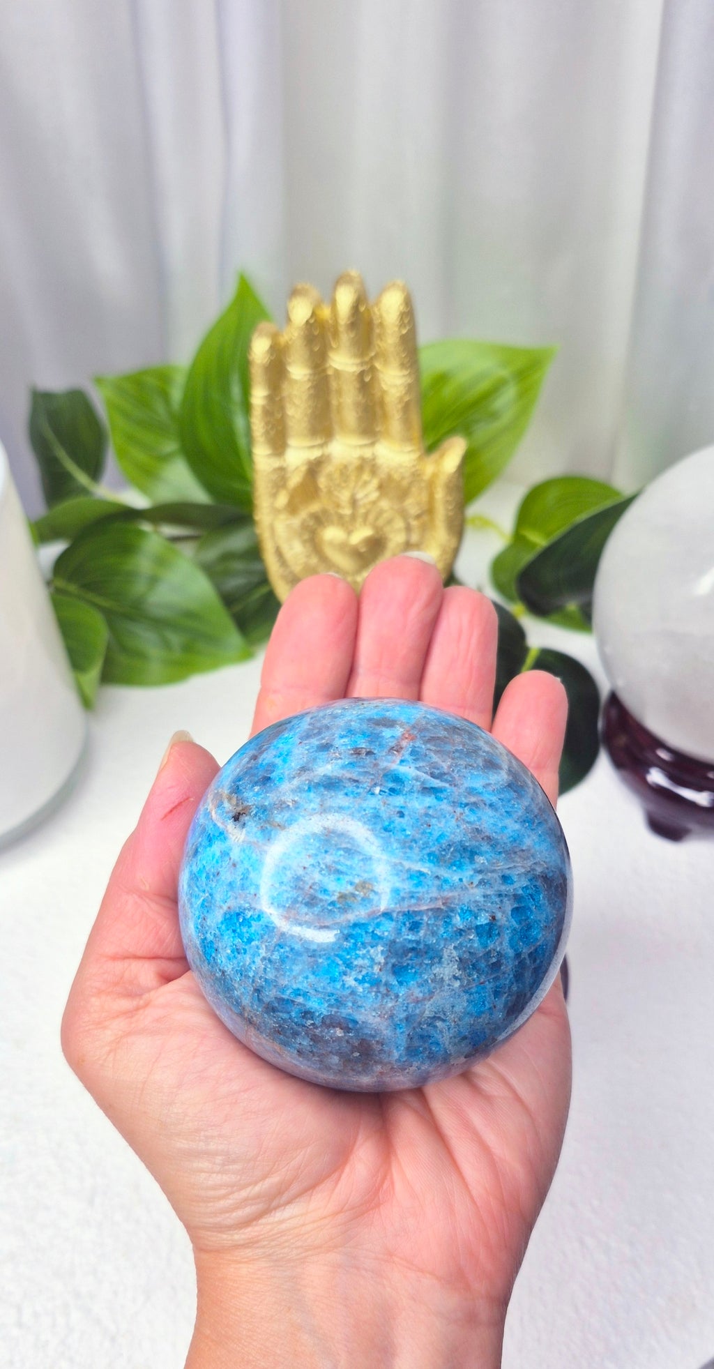Blue Apatite Sphere on Stand #A