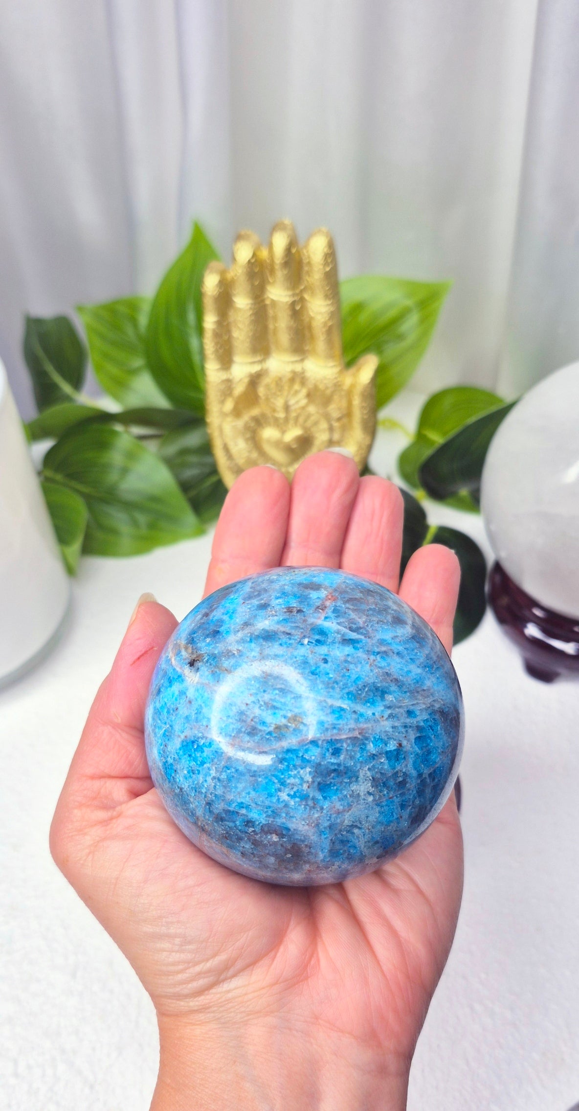 Blue Apatite Sphere on Stand #A