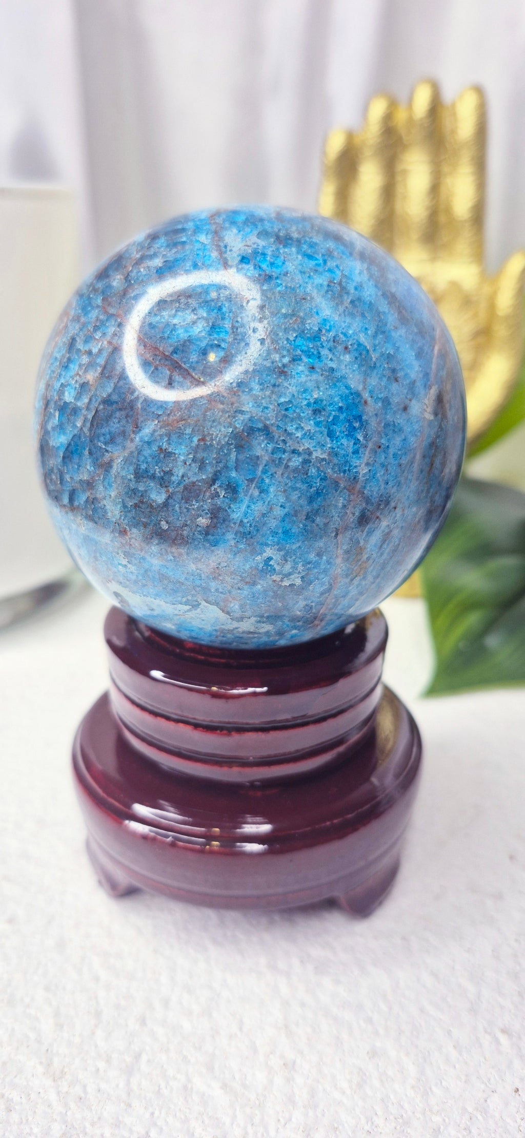 Blue Apatite Sphere on Stand #A