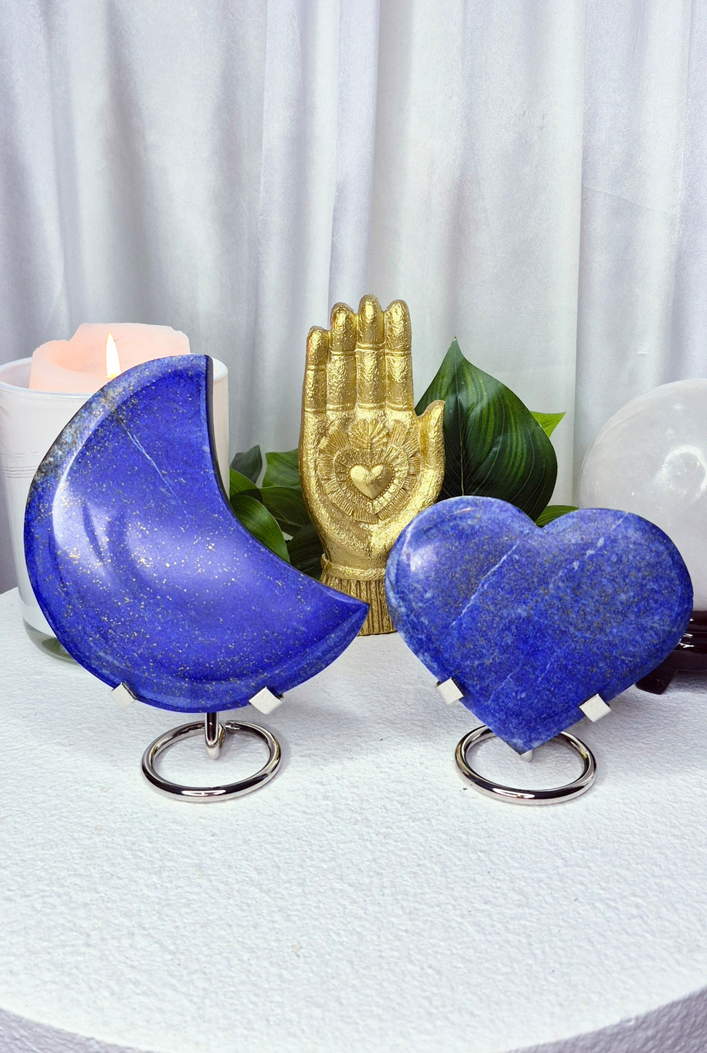 Lapis Lazuli Heart Carving on Stand