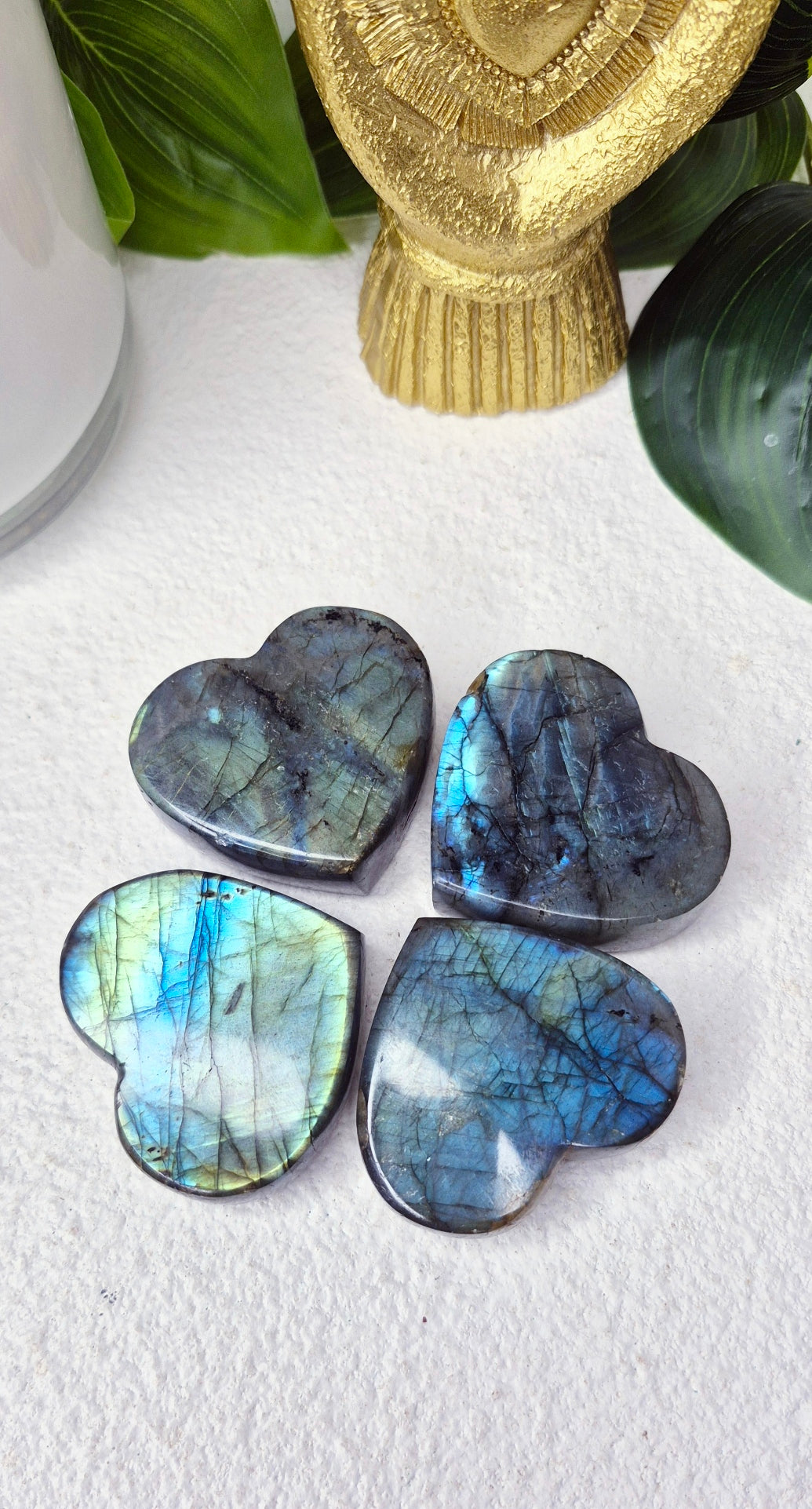 3D Labradorite Heart Carvings