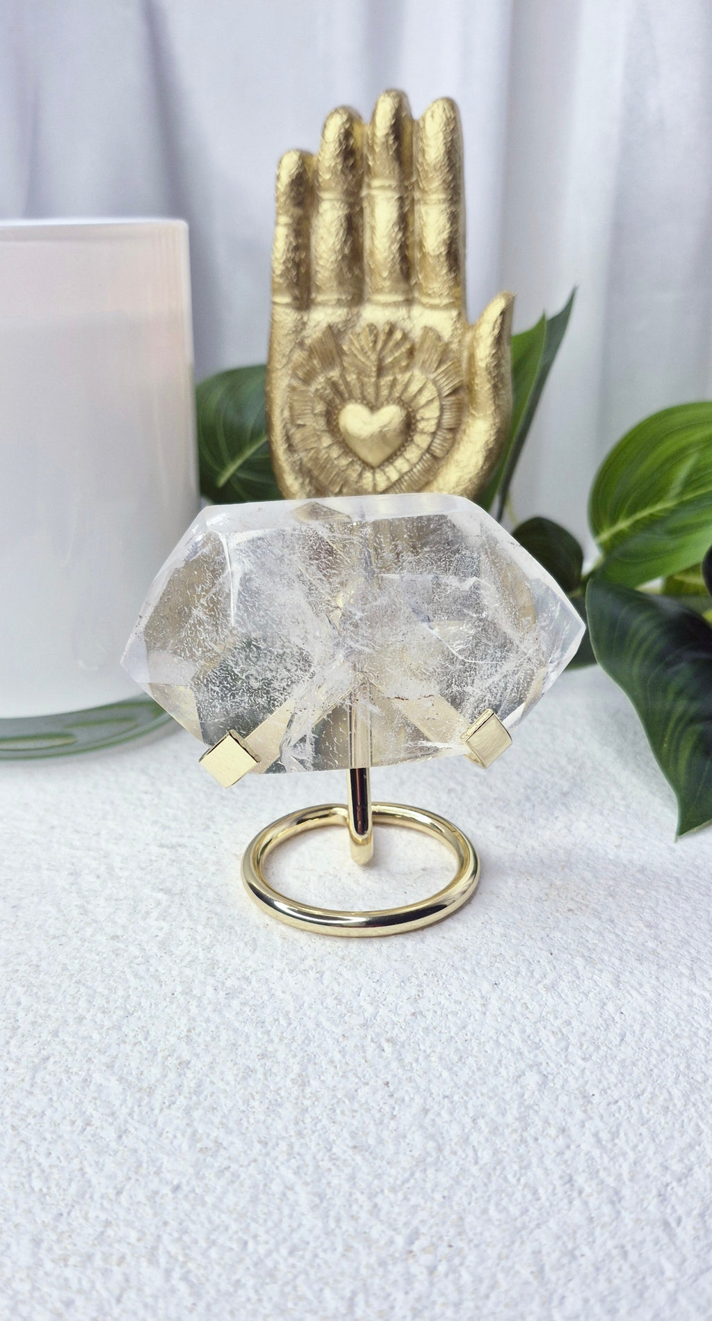 Clear Quartz Double Terminated Freeform on Stand