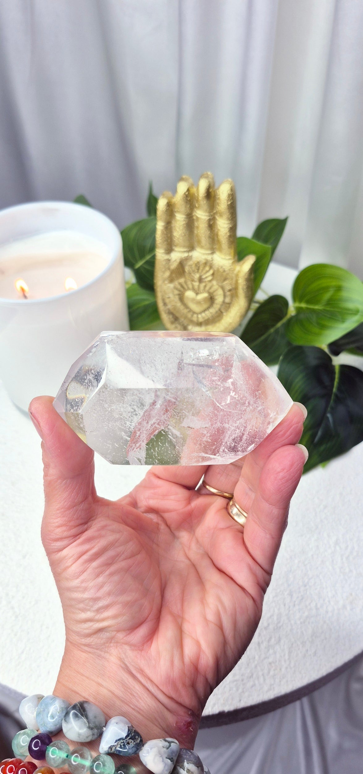 Clear Quartz Double Terminated Freeform on Stand