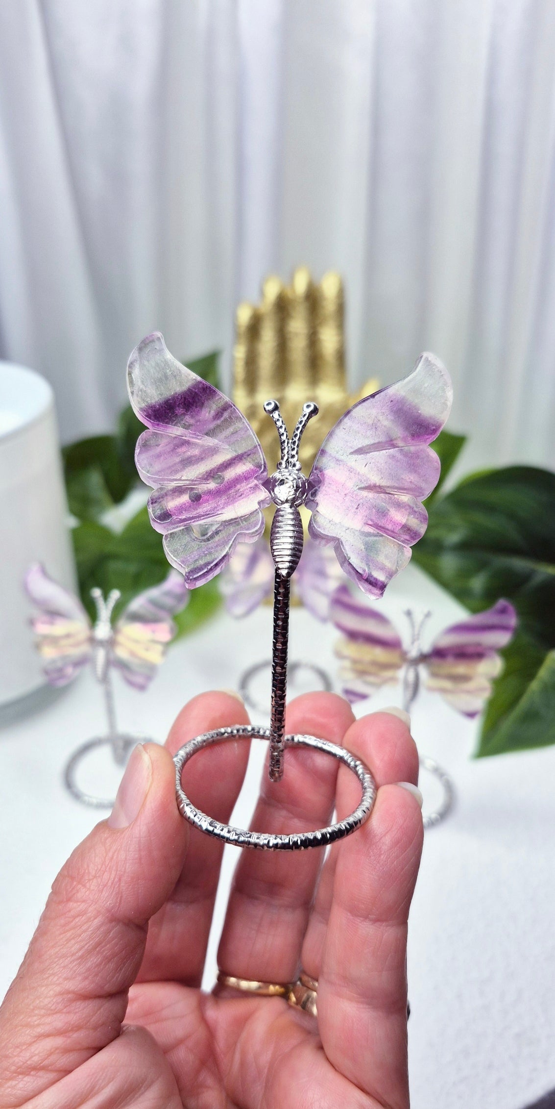 Fluorite Butterfly Wings on Stand