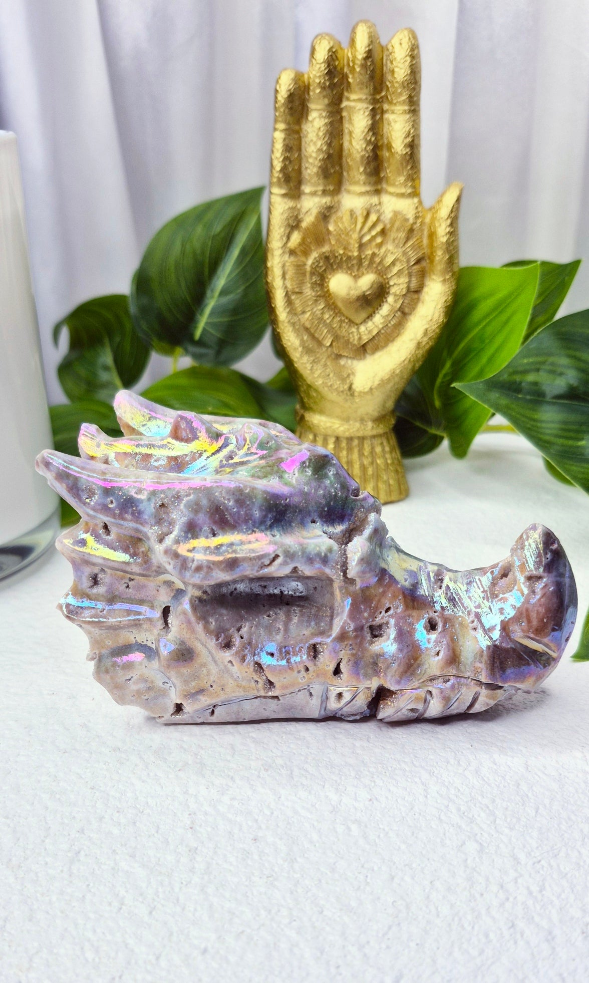 Aura Coated Sphalerite Dragon Head Carving #A