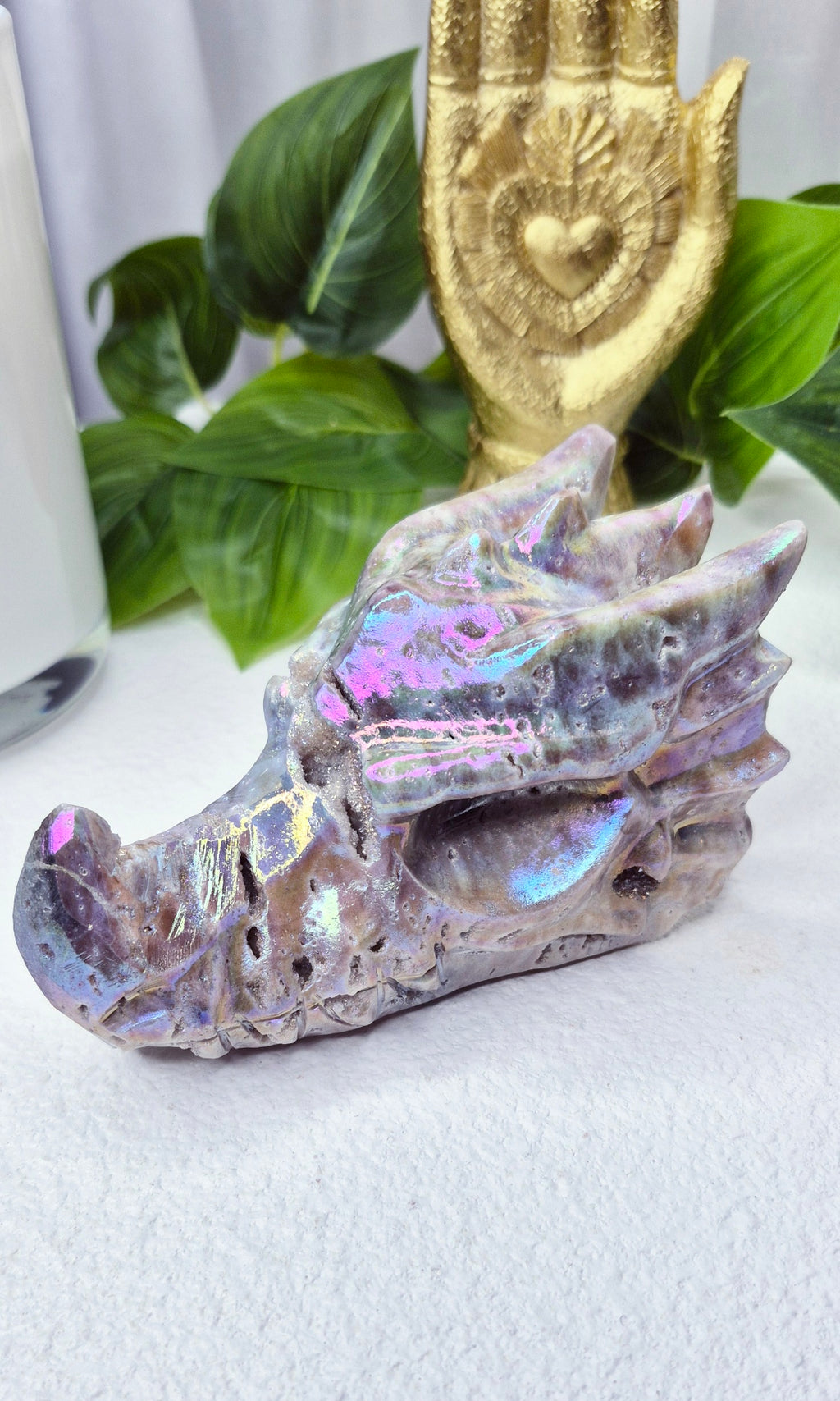 Aura Coated Sphalerite Dragon Head Carving #A