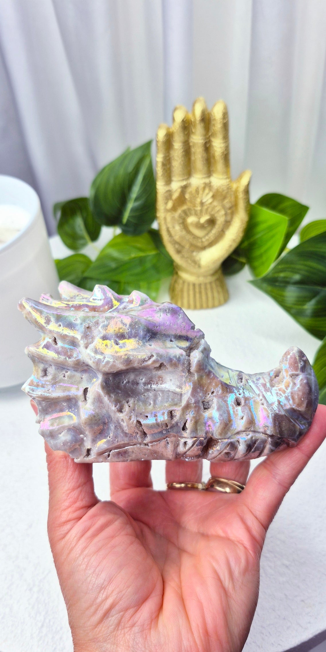 Aura Coated Sphalerite Dragon Head Carving #A