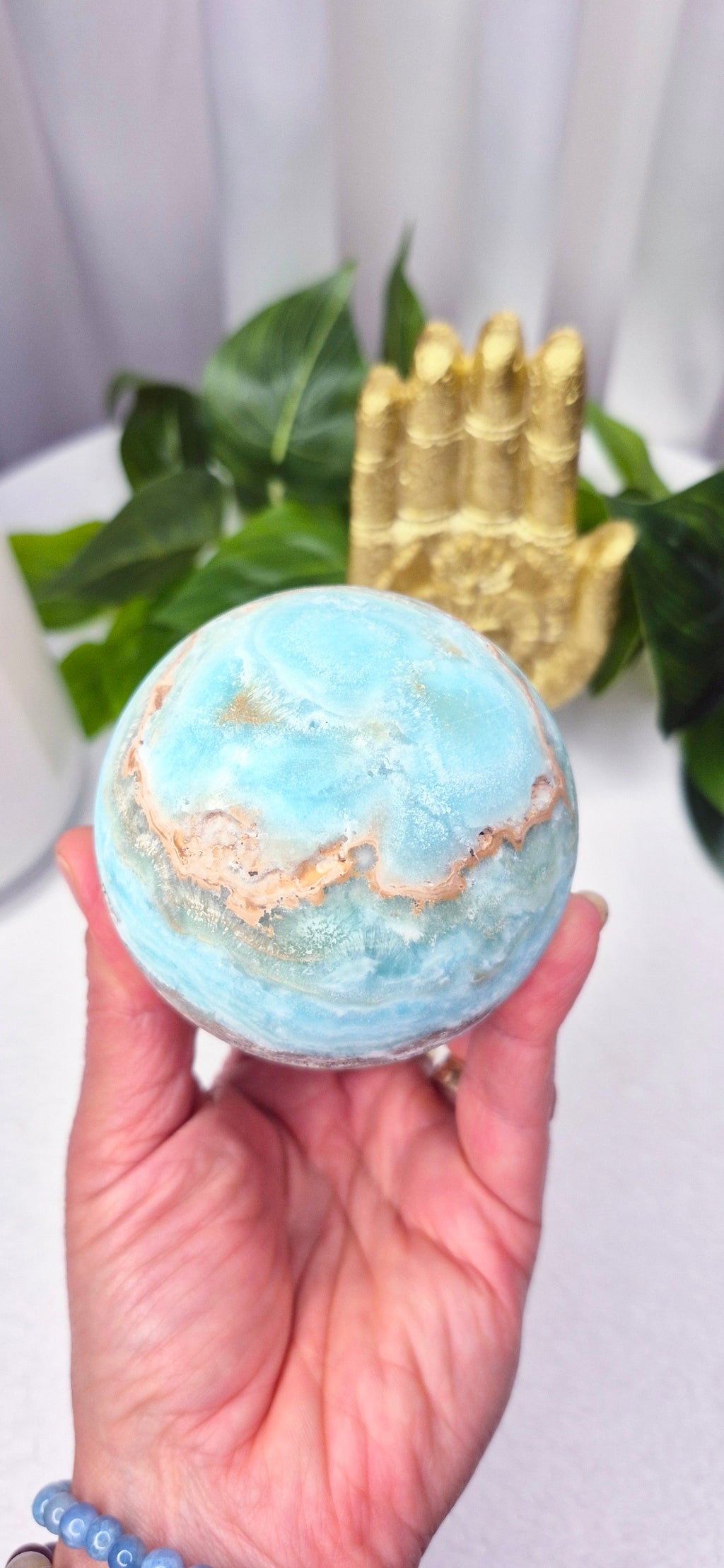 Aragonite Sphere on Stand