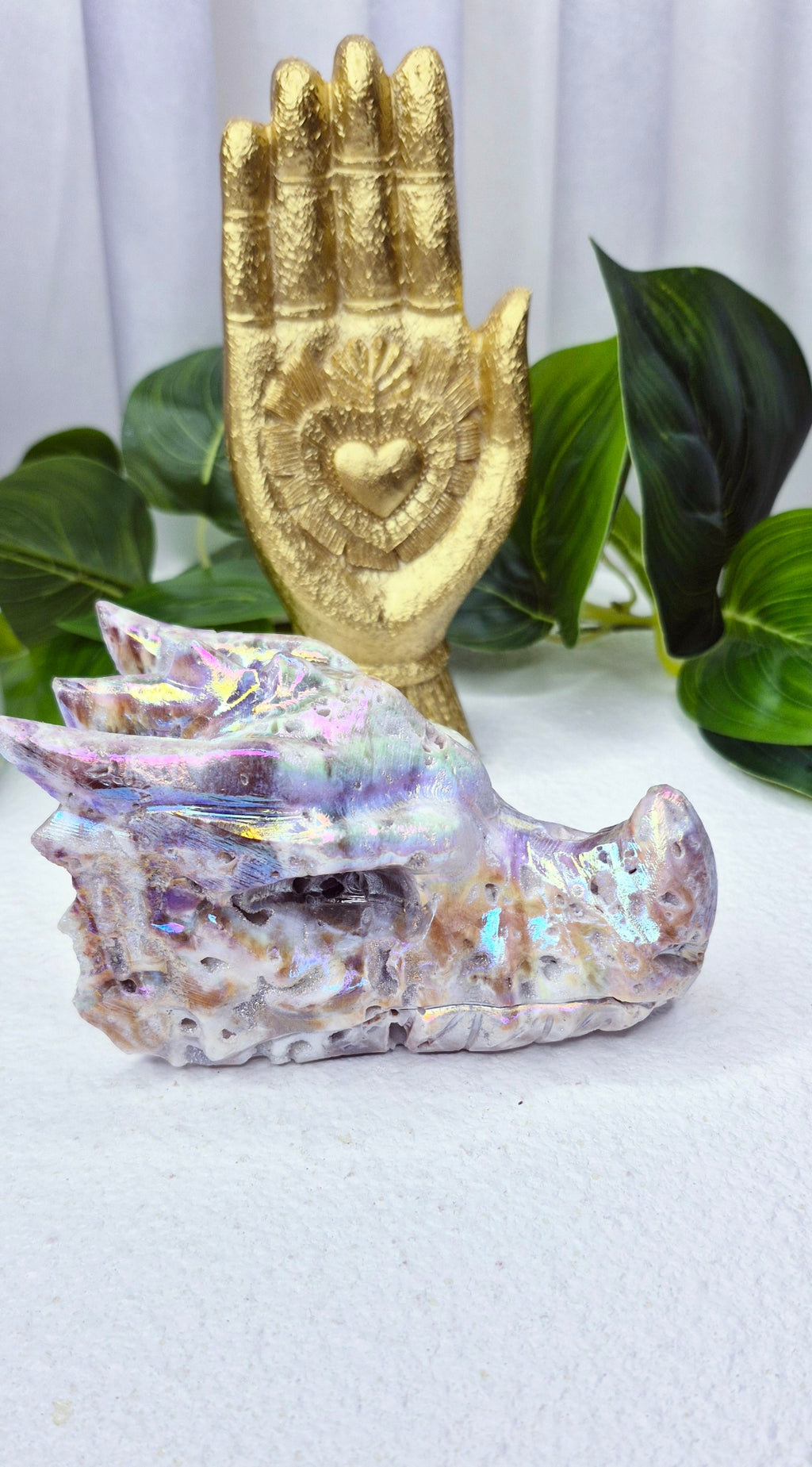 Aura Coated Sphalerite Dragon Head Carving #B