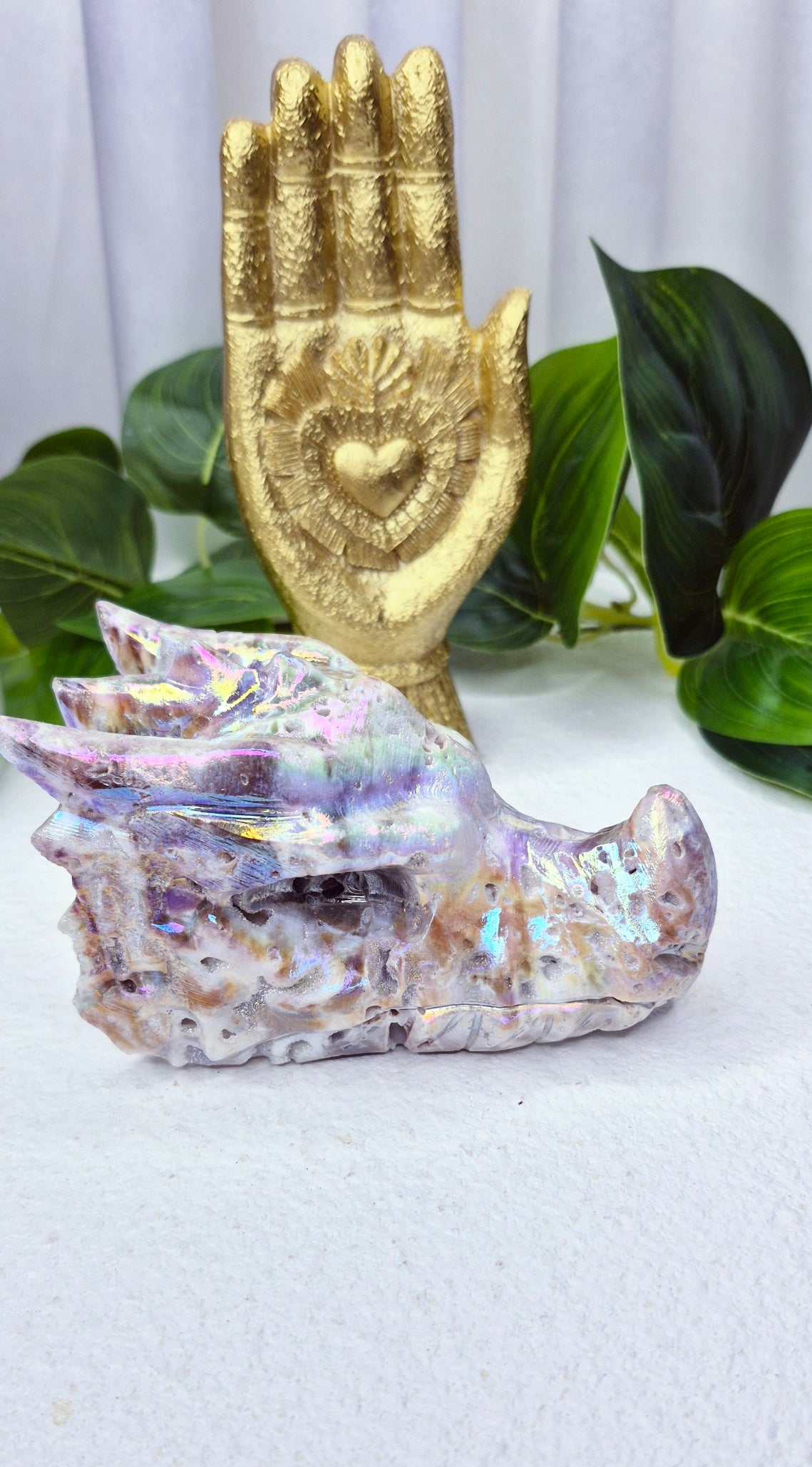 Aura Coated Sphalerite Dragon Head Carving #B