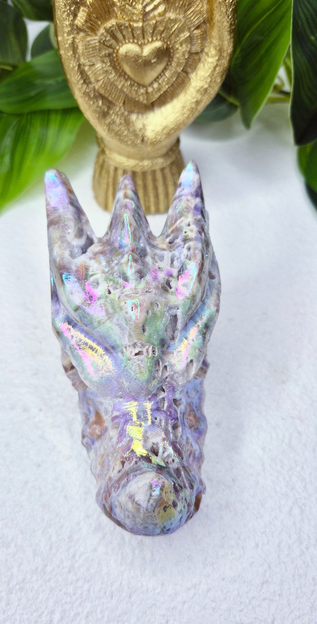 Aura Coated Sphalerite Dragon Head Carving #B