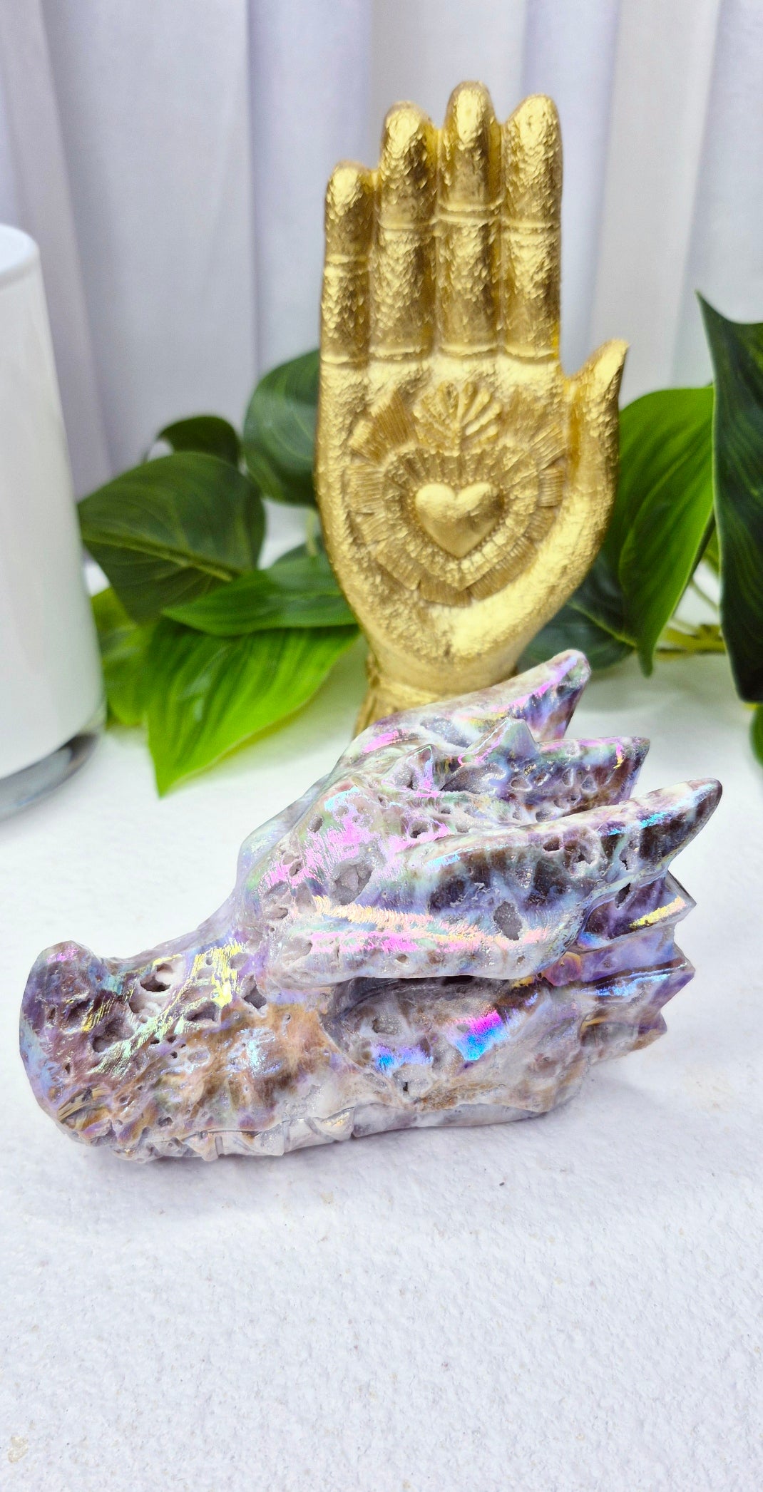 Aura Coated Sphalerite Dragon Head Carving #B