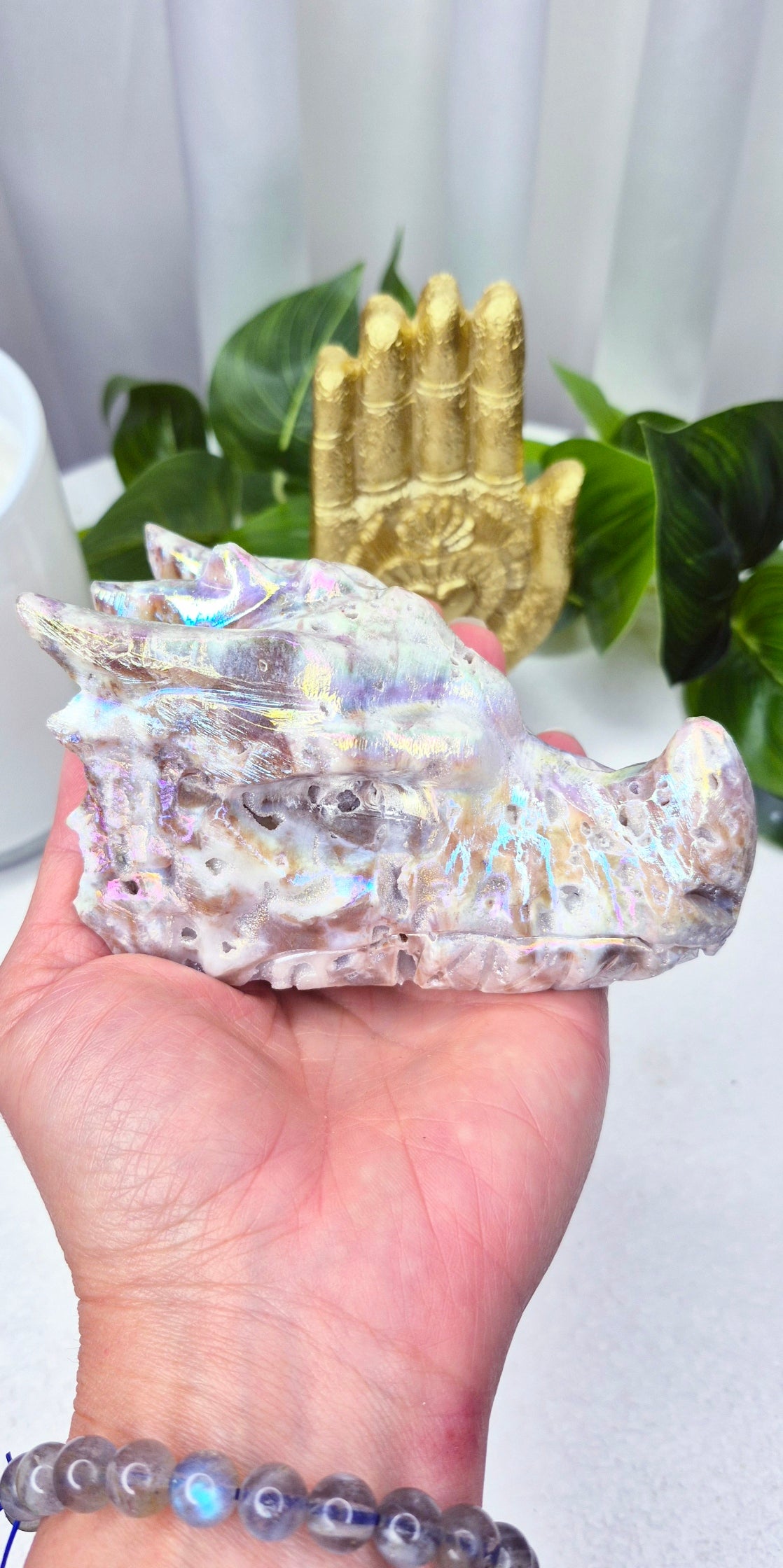 Aura Coated Sphalerite Dragon Head Carving #B