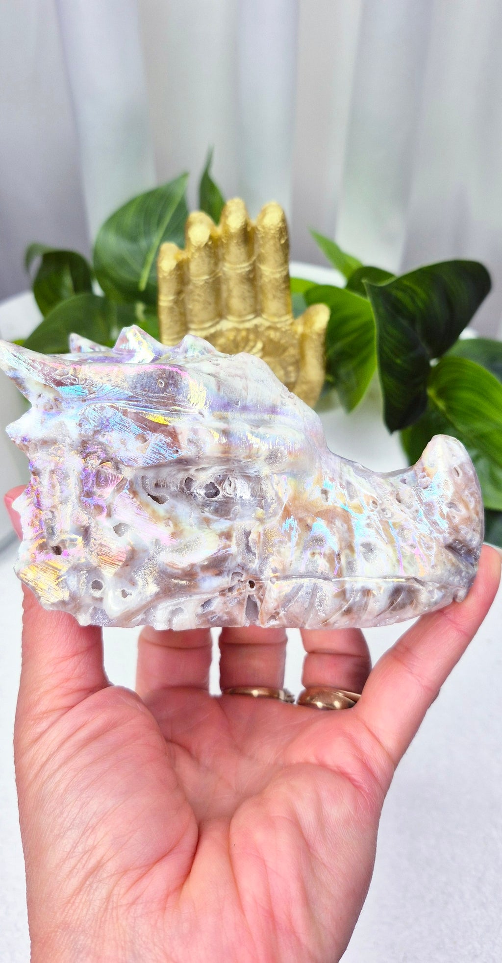 Aura Coated Sphalerite Dragon Head Carving #B