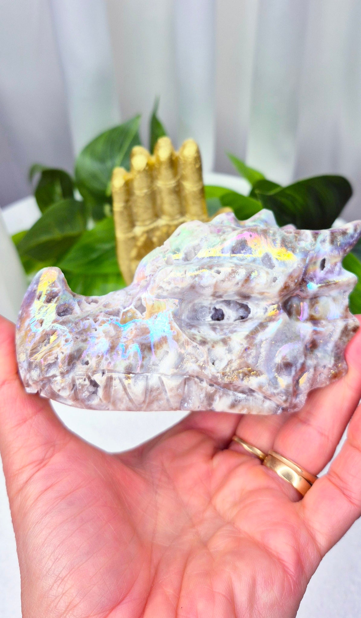 Aura Coated Sphalerite Dragon Head Carving #B