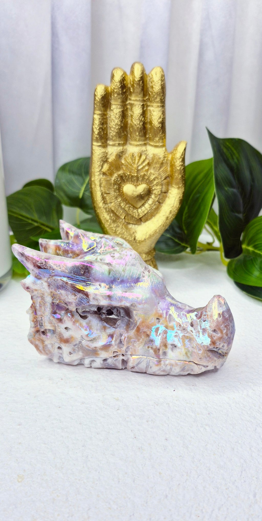 Aura Coated Sphalerite Dragon Head Carving #B