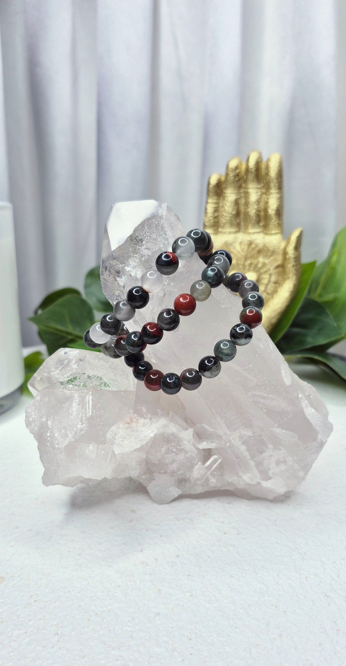 African Bloodstone Beaded Bracelet