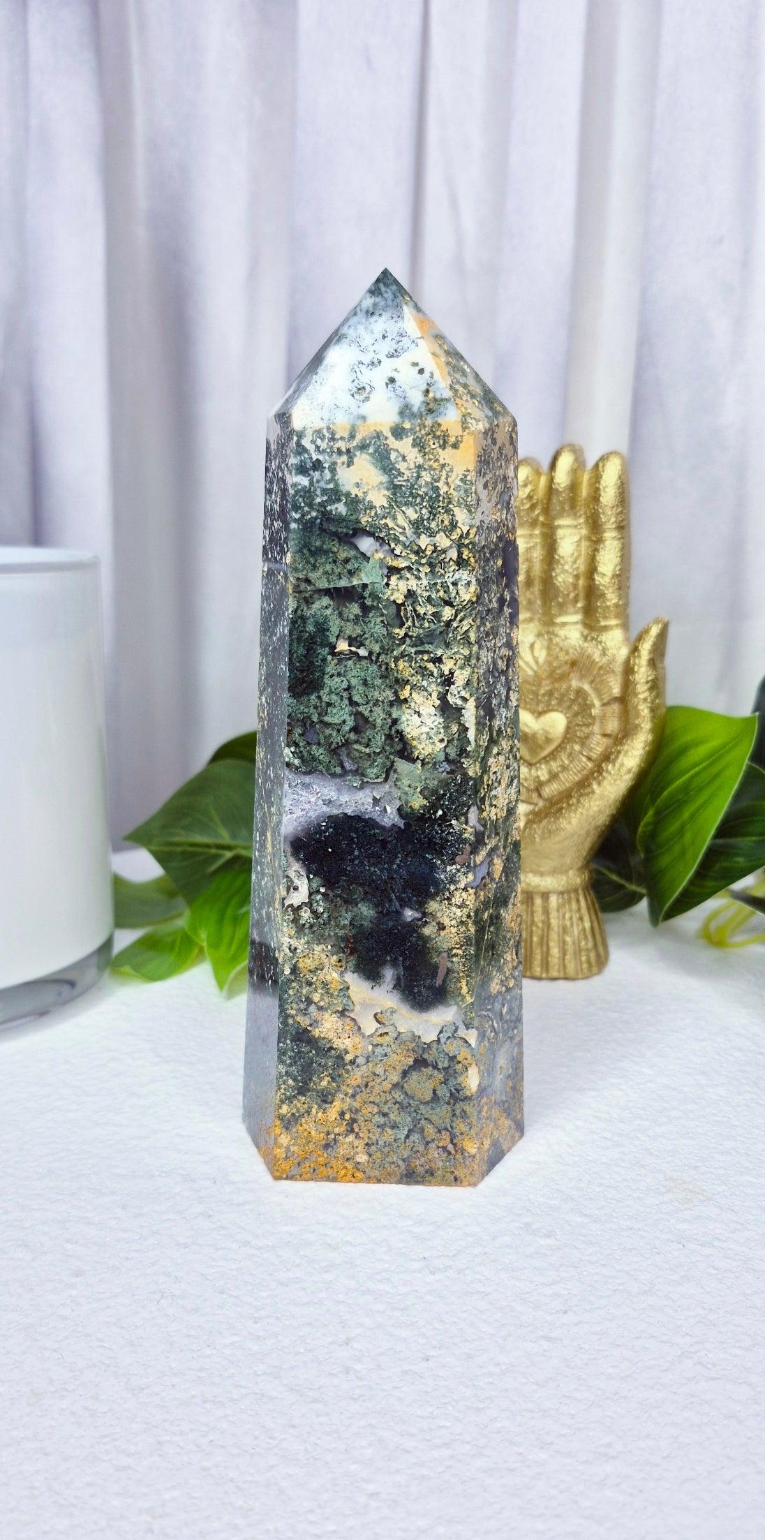Premium Moss Agate Tower