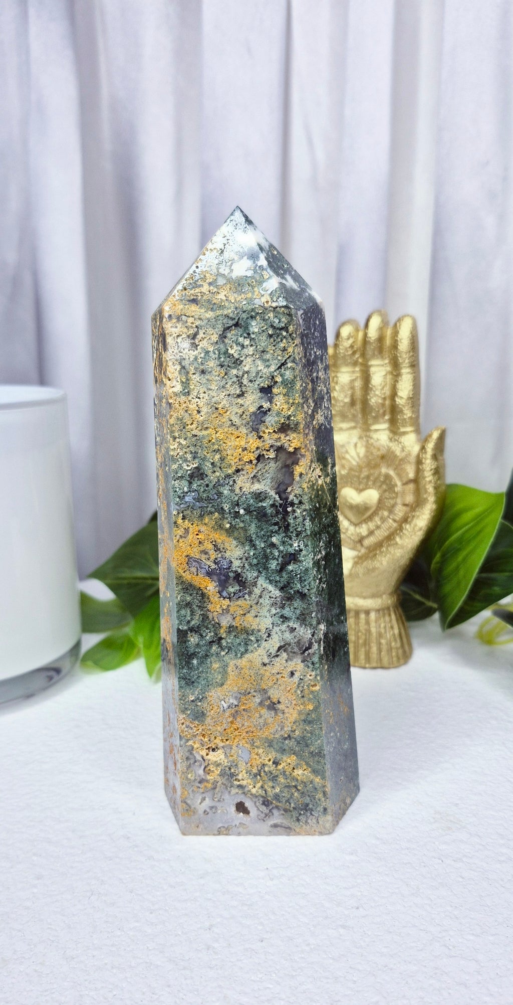 Premium Moss Agate Tower