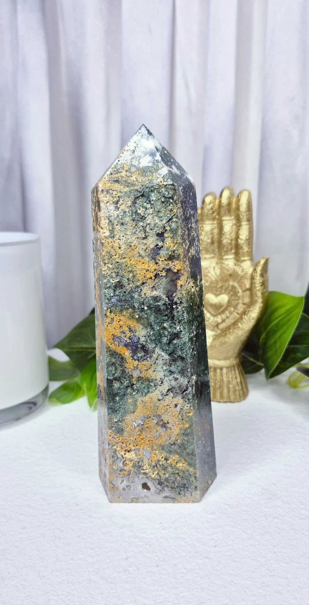 Premium Moss Agate Tower