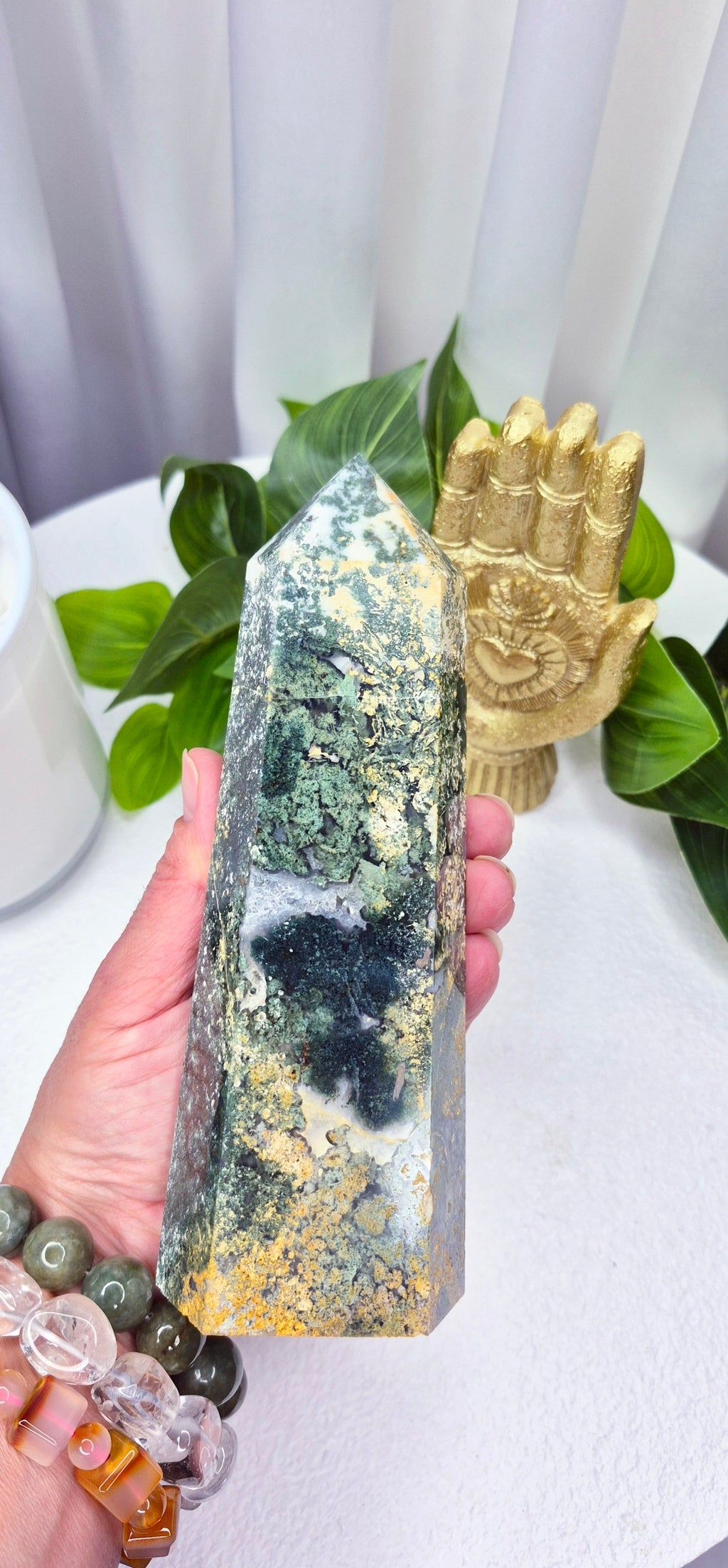 Premium Moss Agate Tower