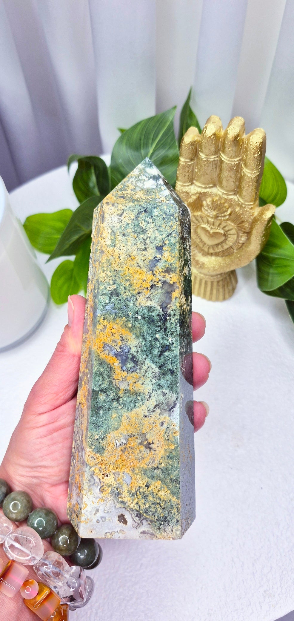Premium Moss Agate Tower