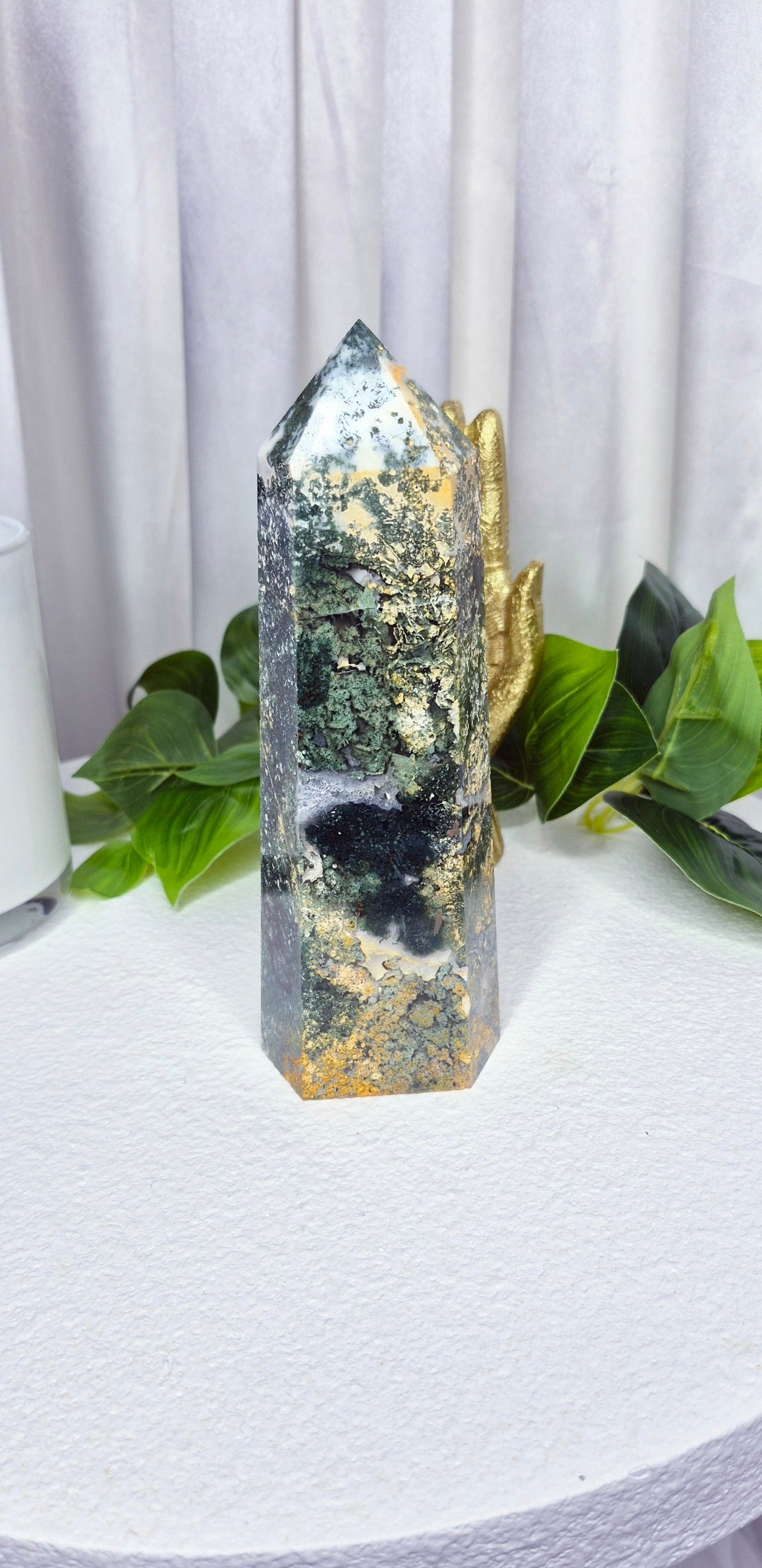 Premium Moss Agate Tower
