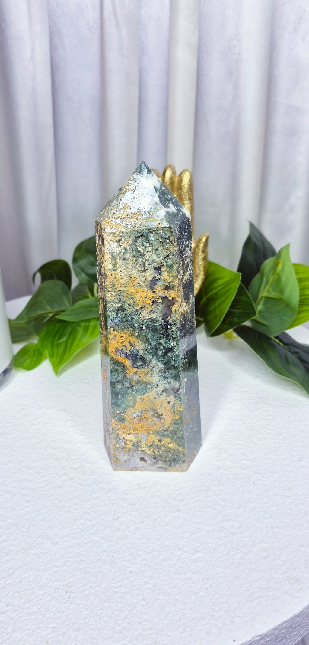 Premium Moss Agate Tower