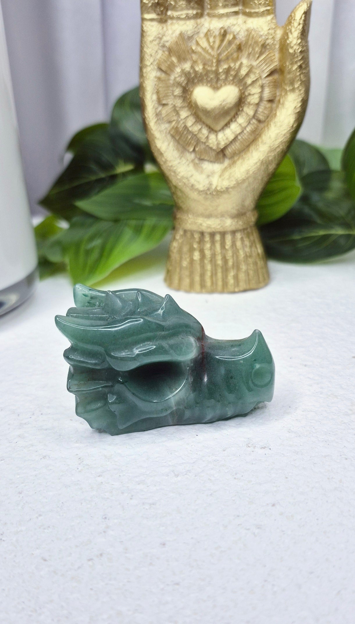 Green Aventurine Dragon Head Carving