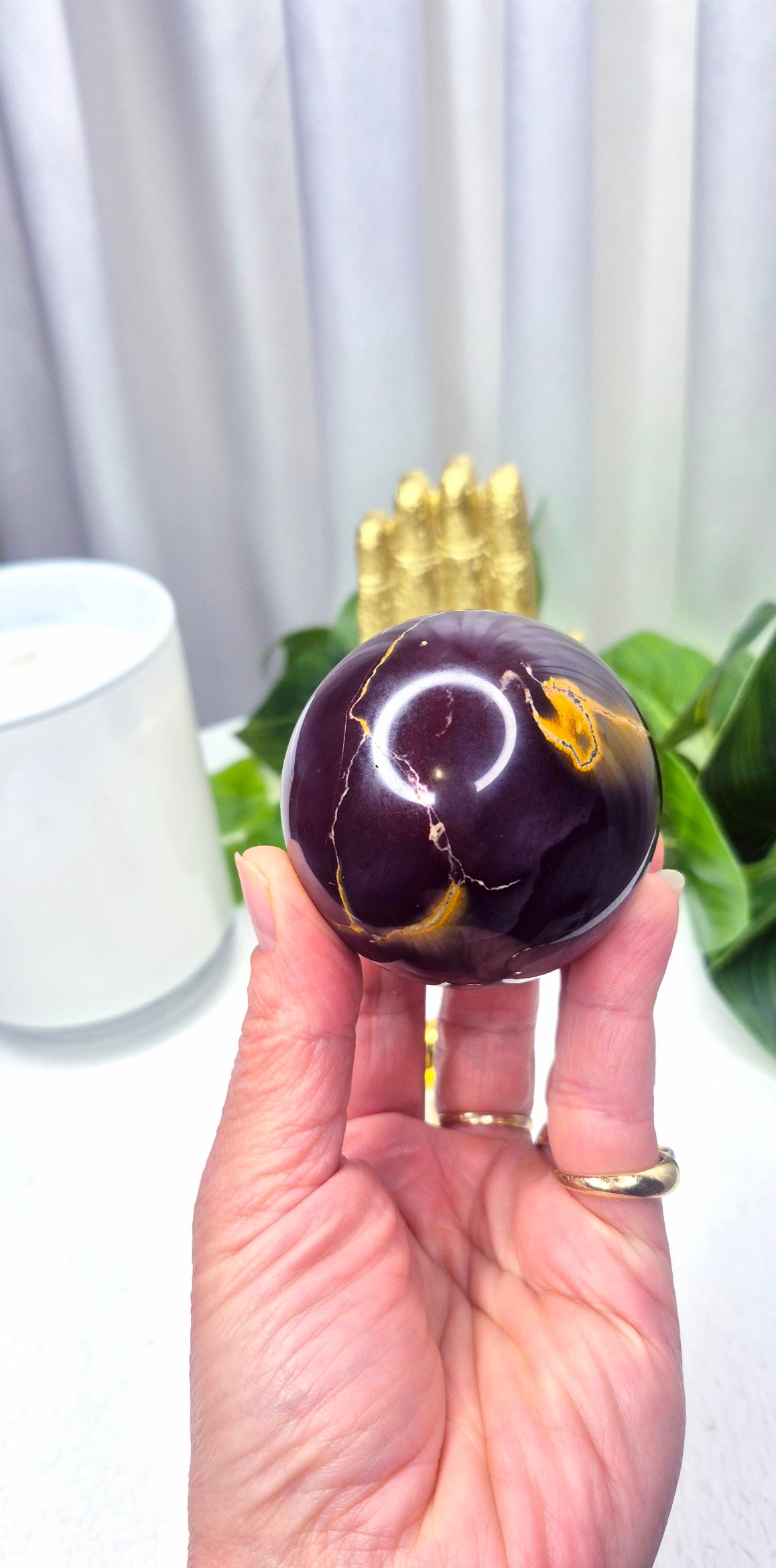 Purple x Yellow Mookaite Sphere on Stand